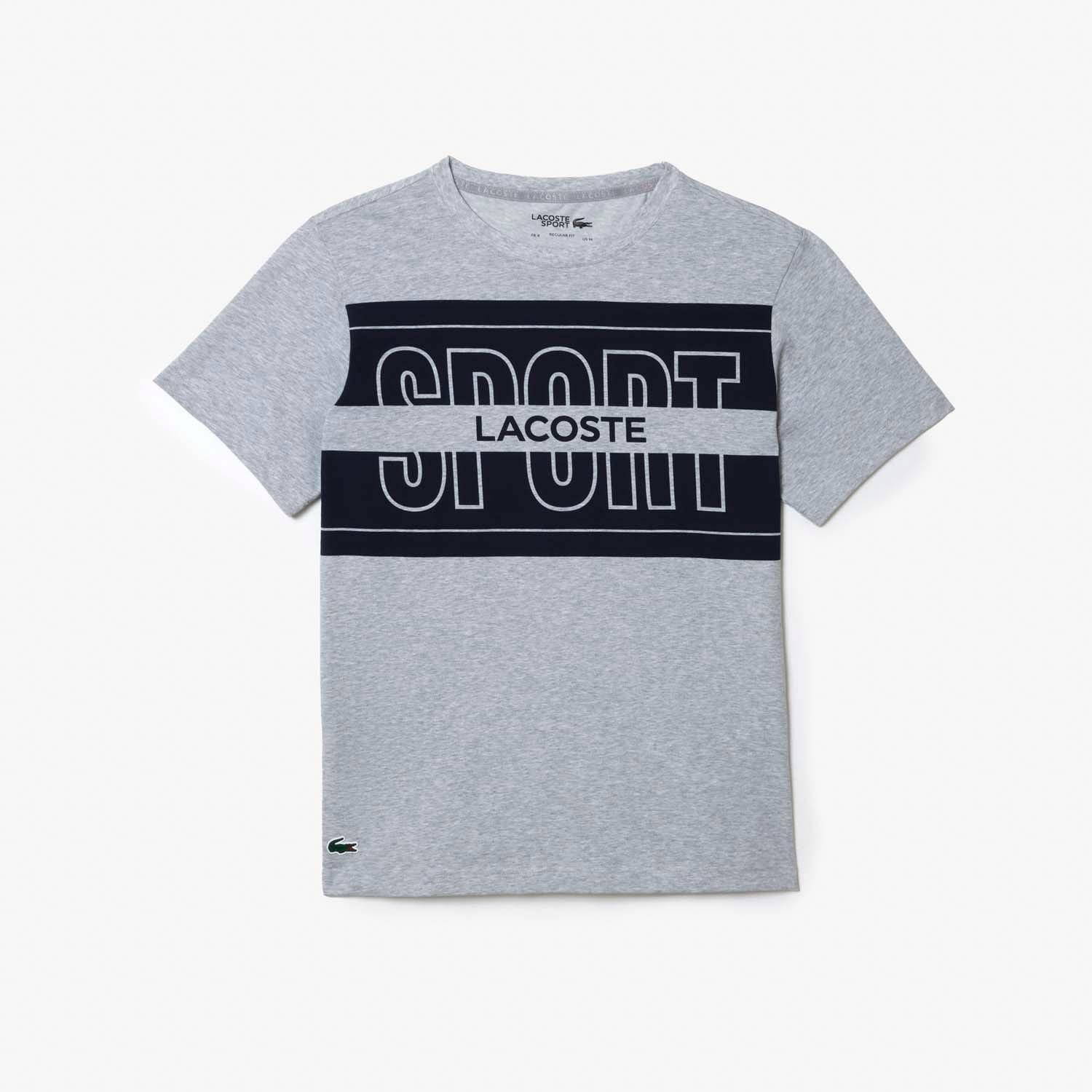 Grey - Lacoste - Cotton Print Sport T-Shirt - 3