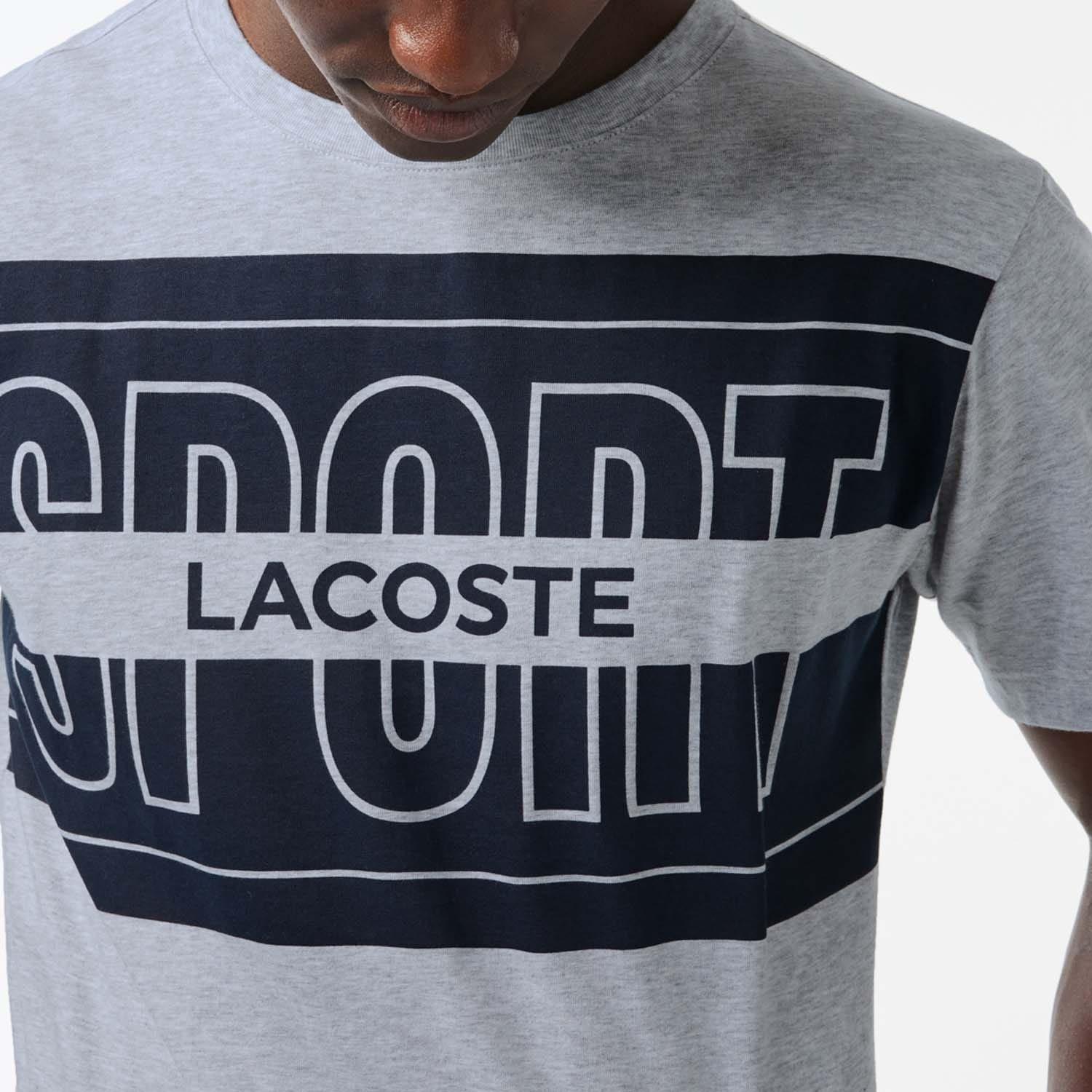 Grey - Lacoste - Cotton Print Sport T-Shirt - 4