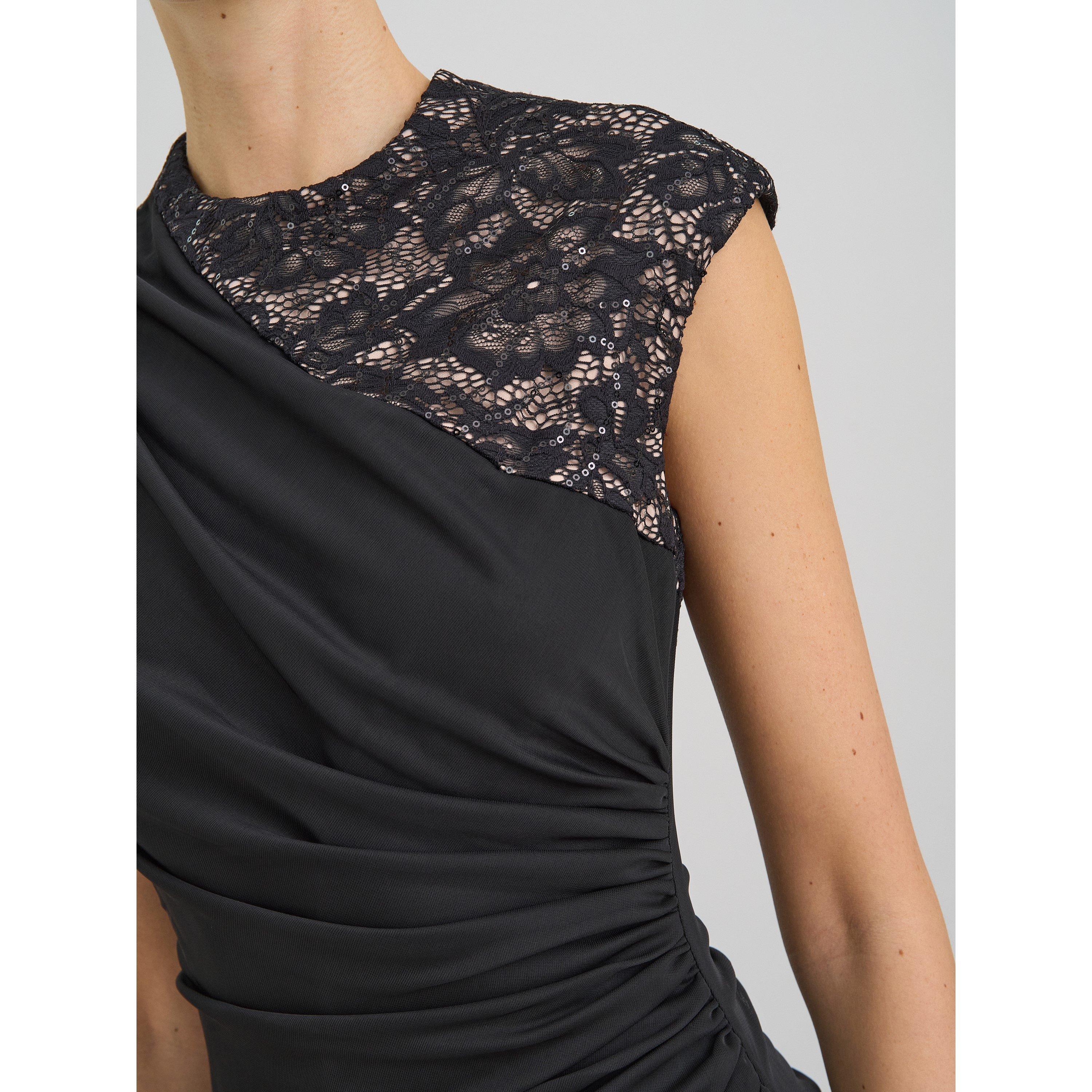 Black - Gina Bacconi - Carter Lace Detail Maxi Dress - 5