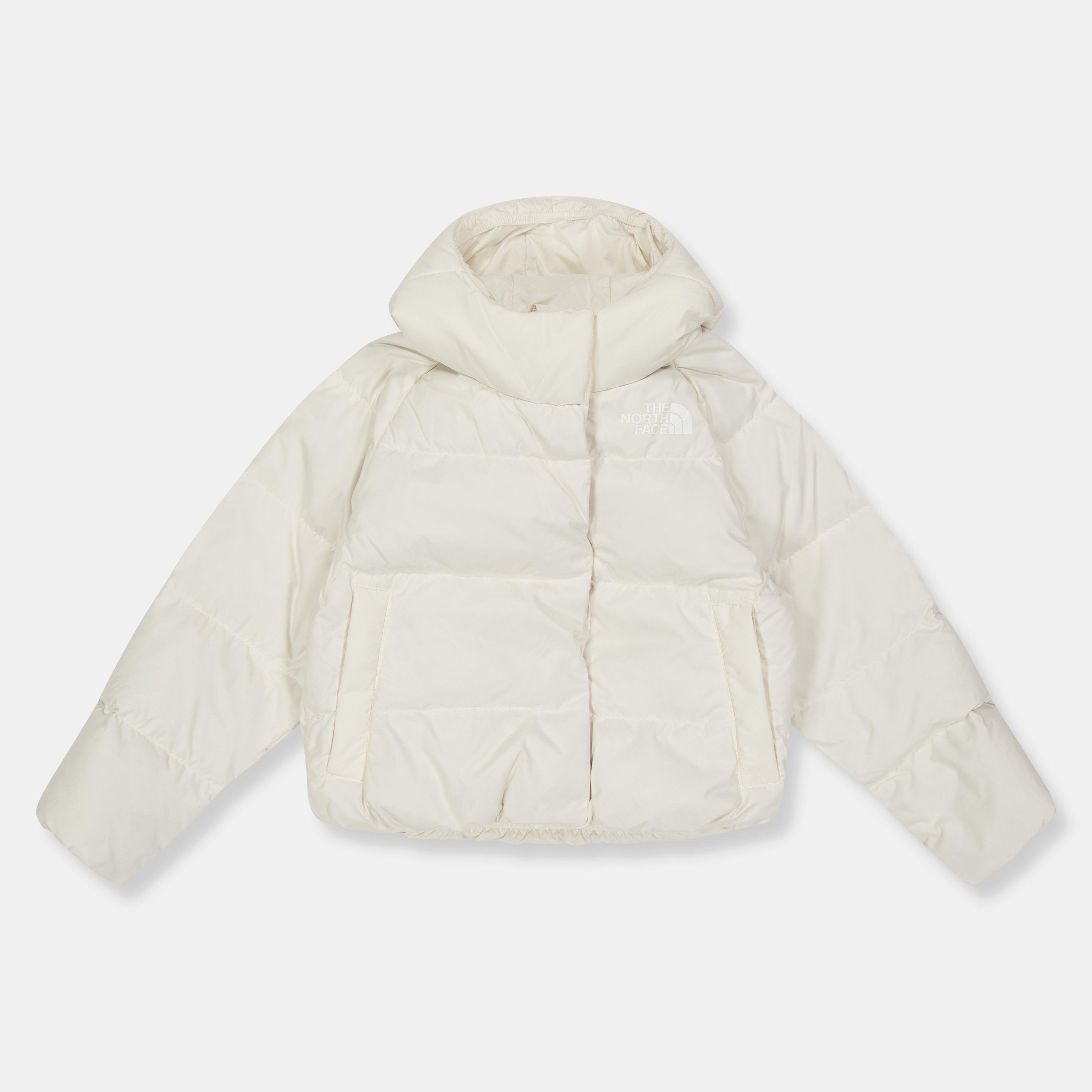 The North Face Kids' Down Hooded Short Puffer Jacket - White Dune QLI - XS