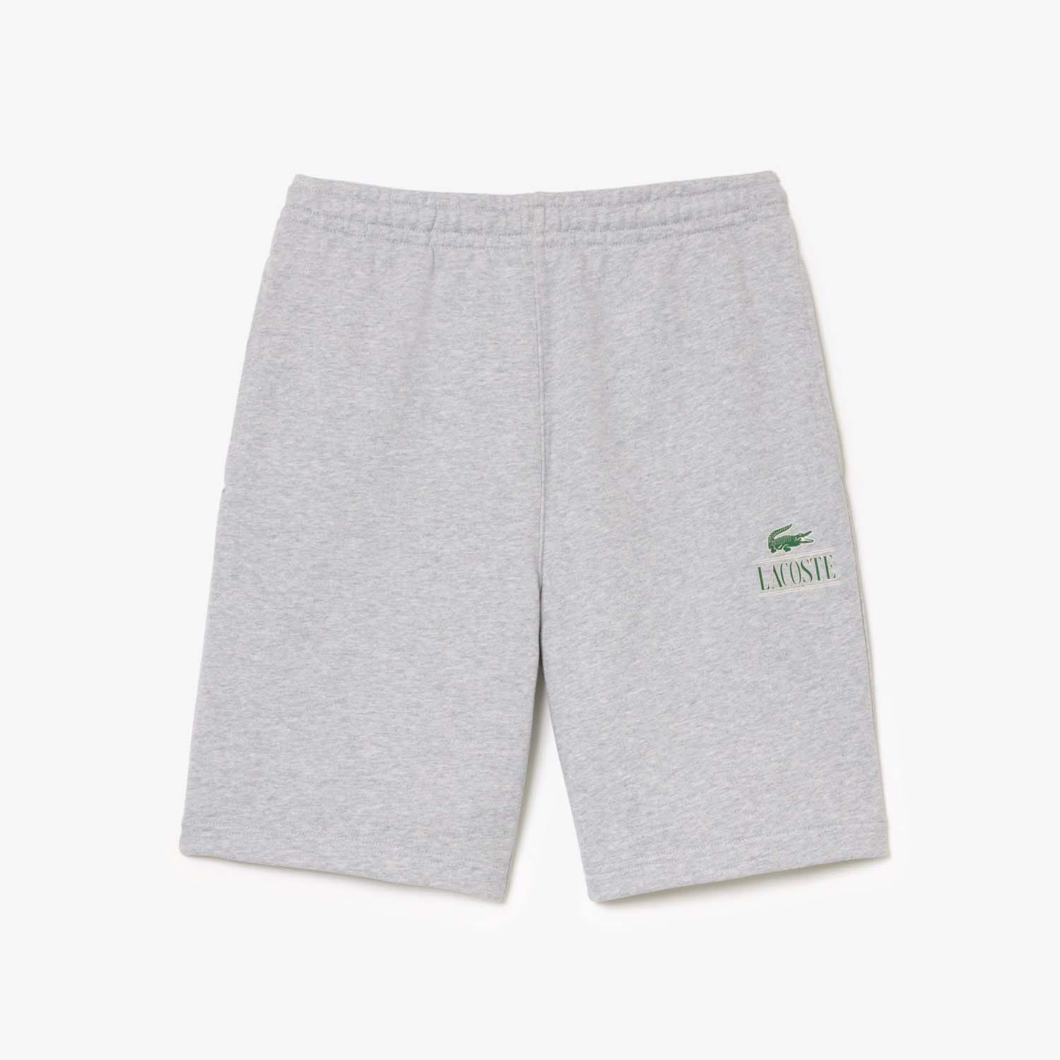 Grey - Lacoste - Signature Print Fleece Shorts - 1