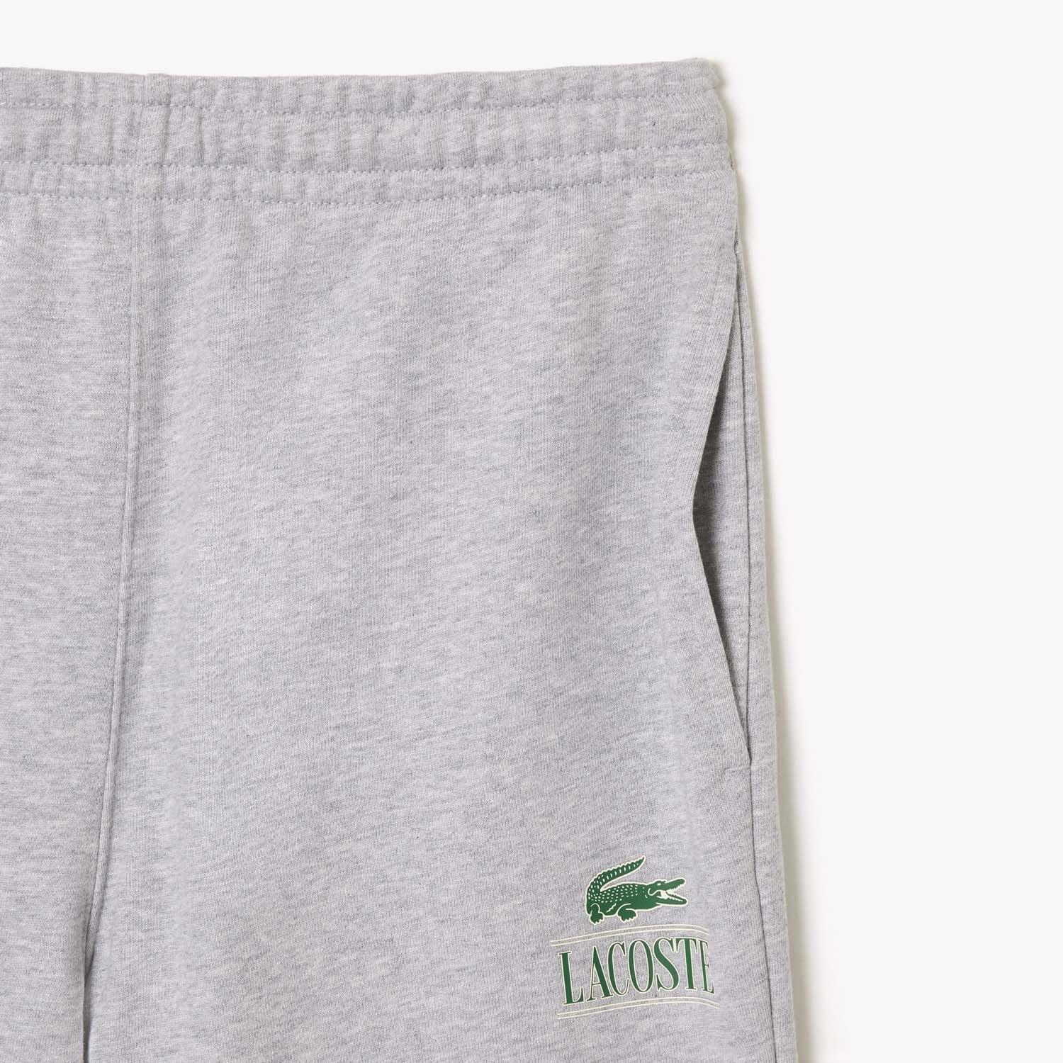 Grey - Lacoste - Signature Print Fleece Shorts - 3