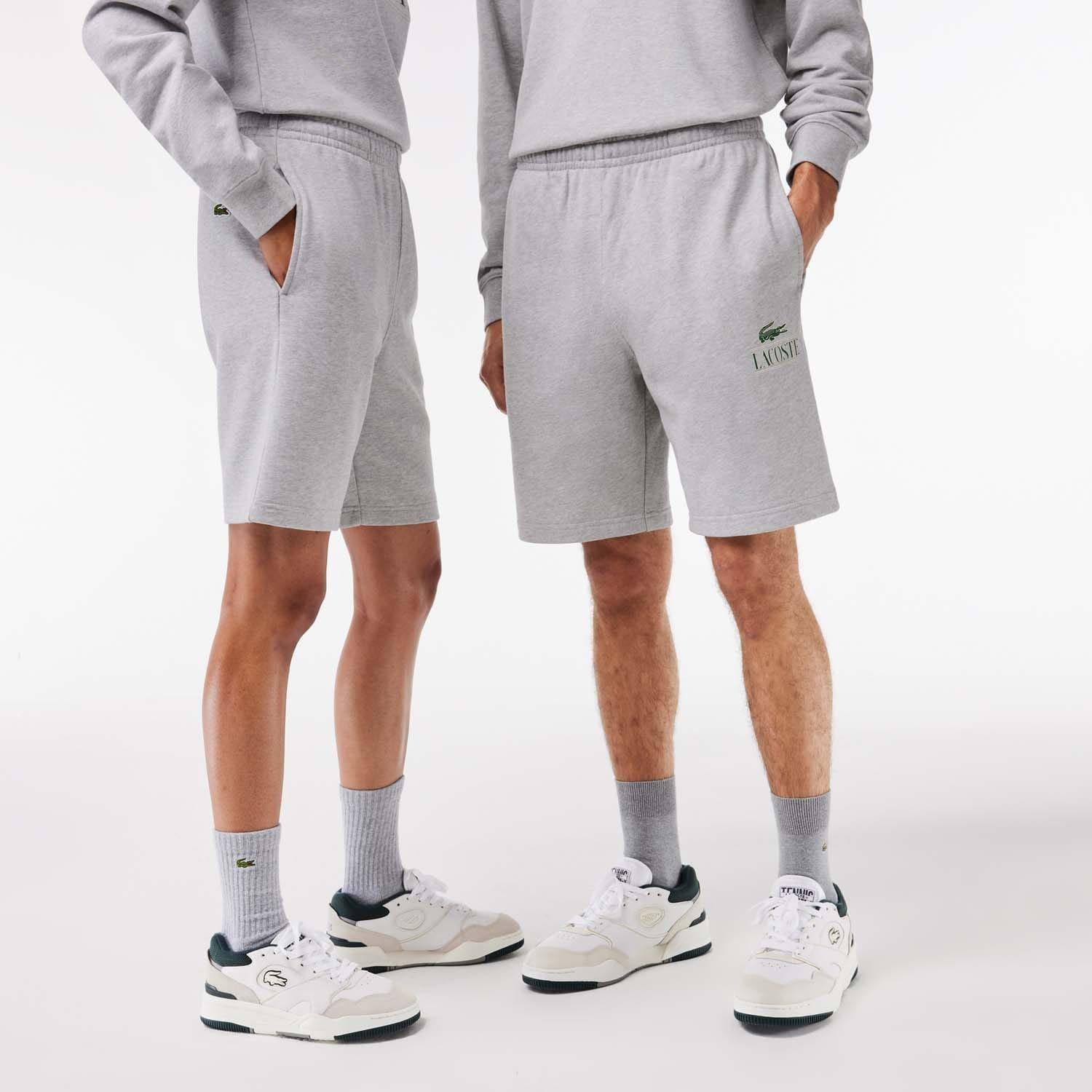 Grey - Lacoste - Signature Print Fleece Shorts - 4