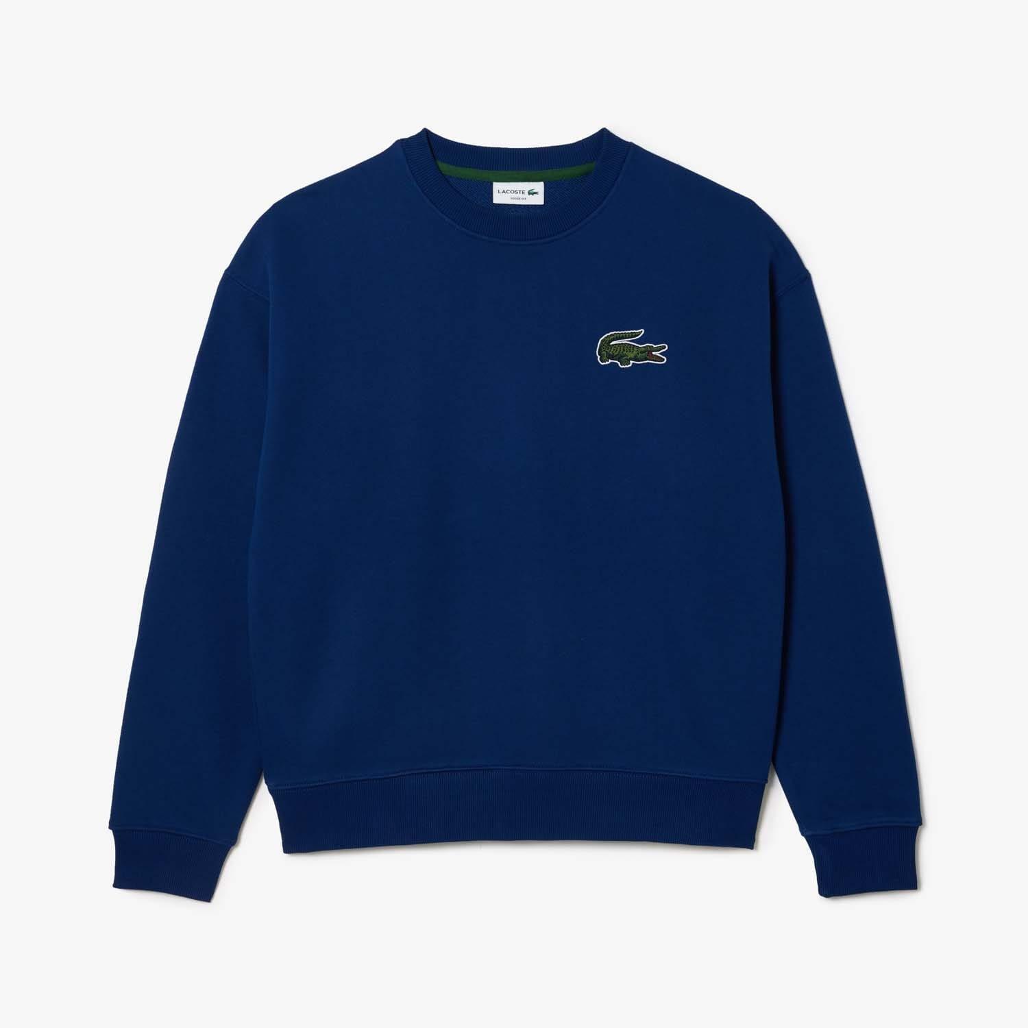Blue - Lacoste - Loose Fit Fleece Sweatshirt - 1
