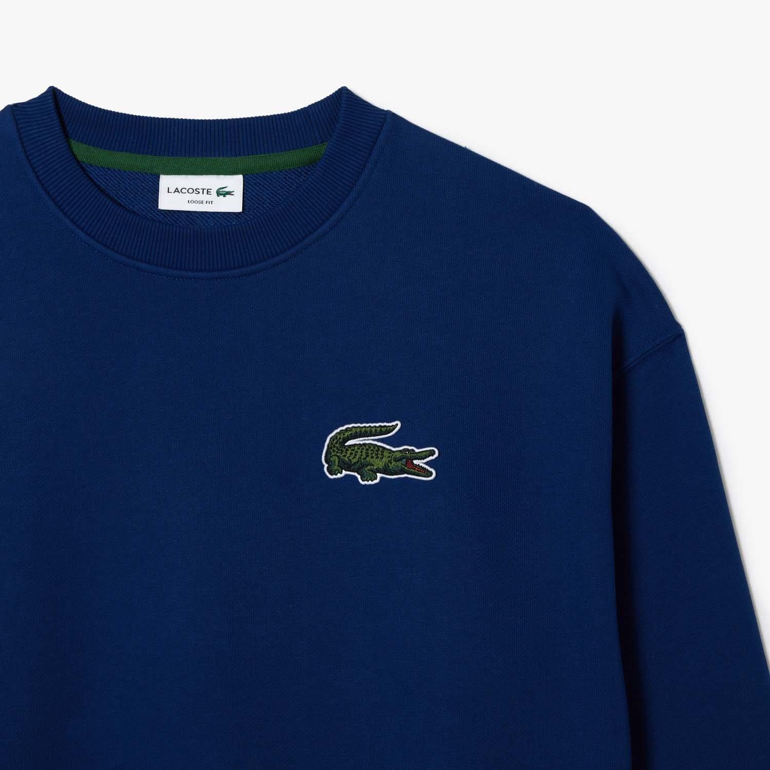 Blue - Lacoste - Loose Fit Fleece Sweatshirt - 3