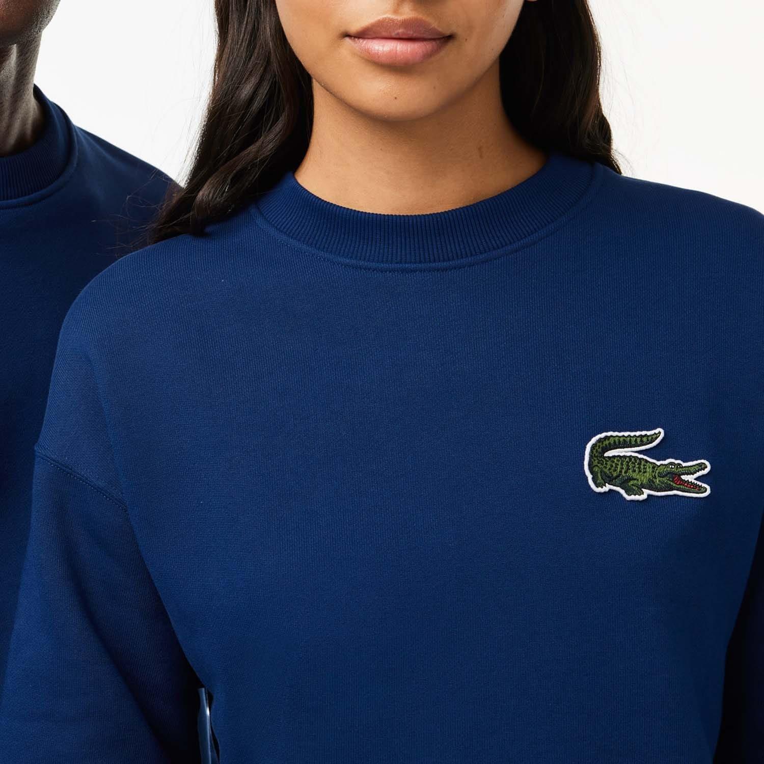 Blue - Lacoste - Loose Fit Fleece Sweatshirt - 4