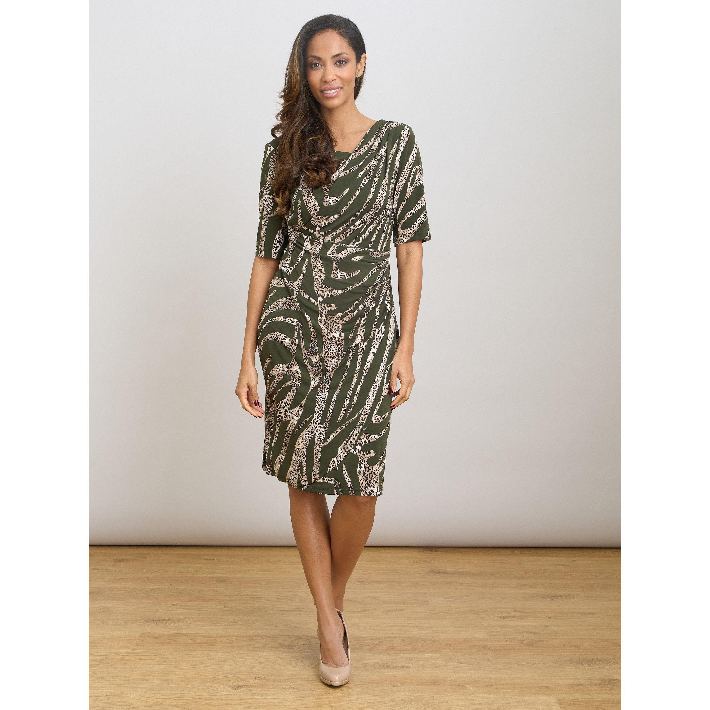 Olive - Gina Bacconi - Hettie Animal Print Jersey Dress - 3