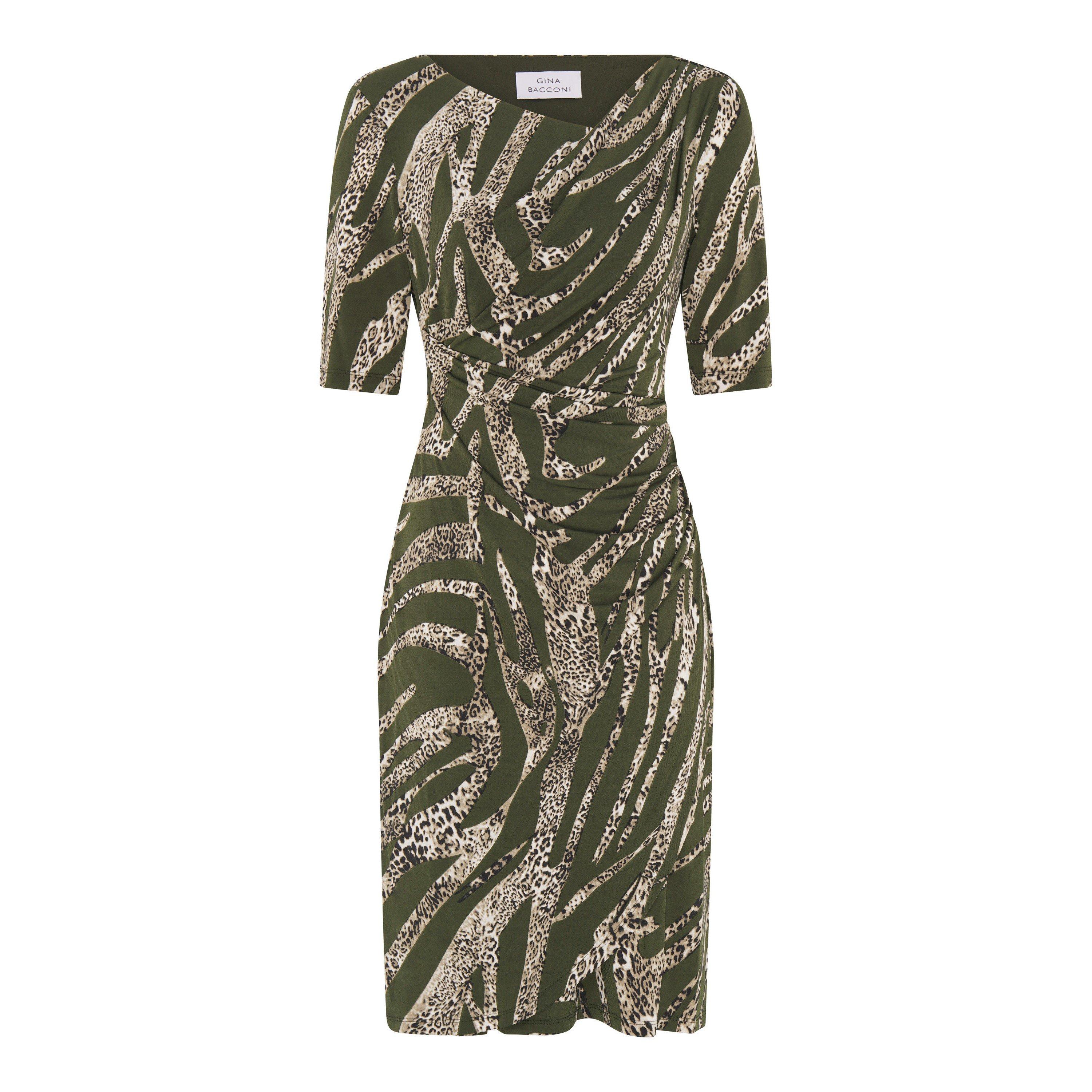 Olive - Gina Bacconi - Hettie Animal Print Jersey Dress - 4