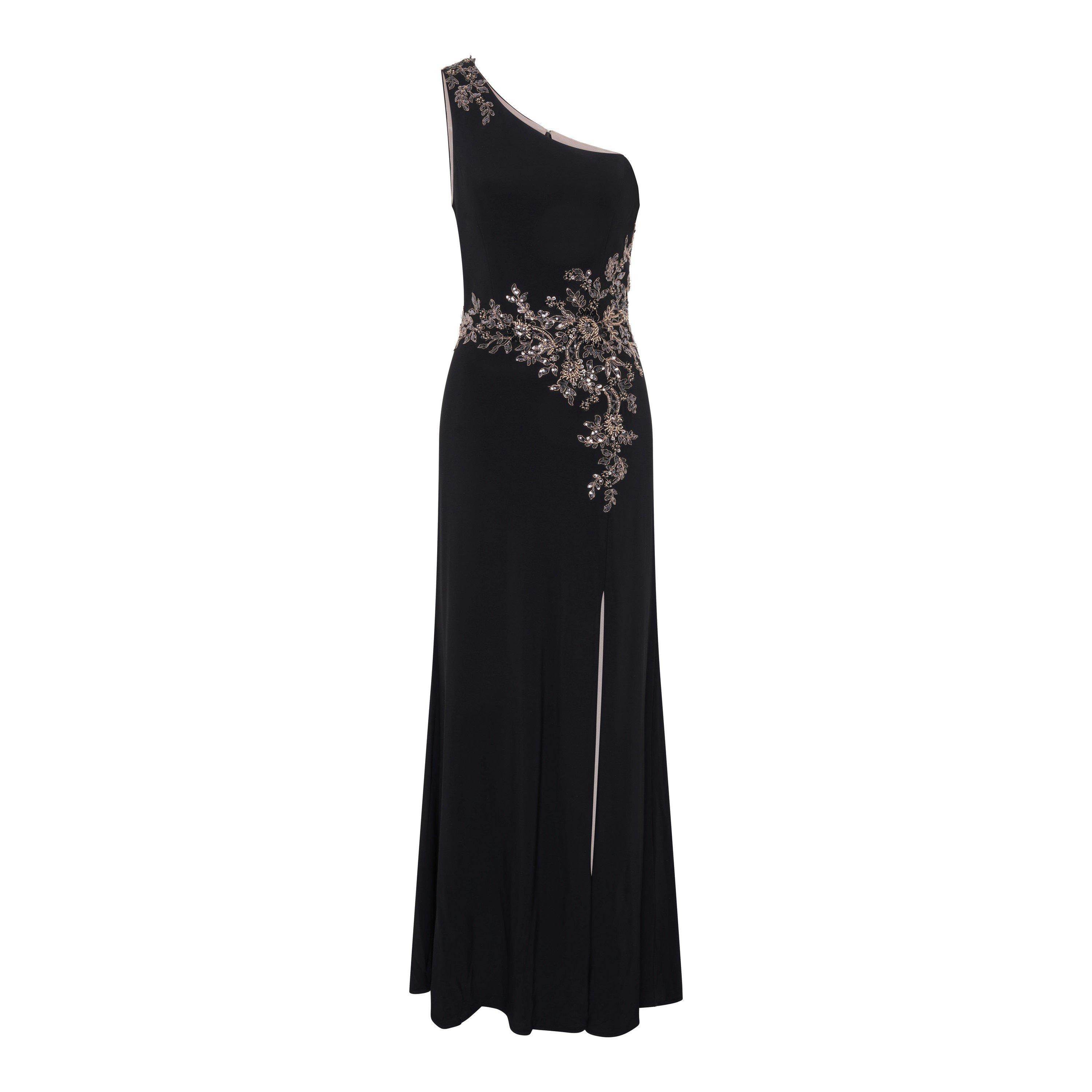 Black - Gina Bacconi - Celina One Shoulder Dress With Beading - 4