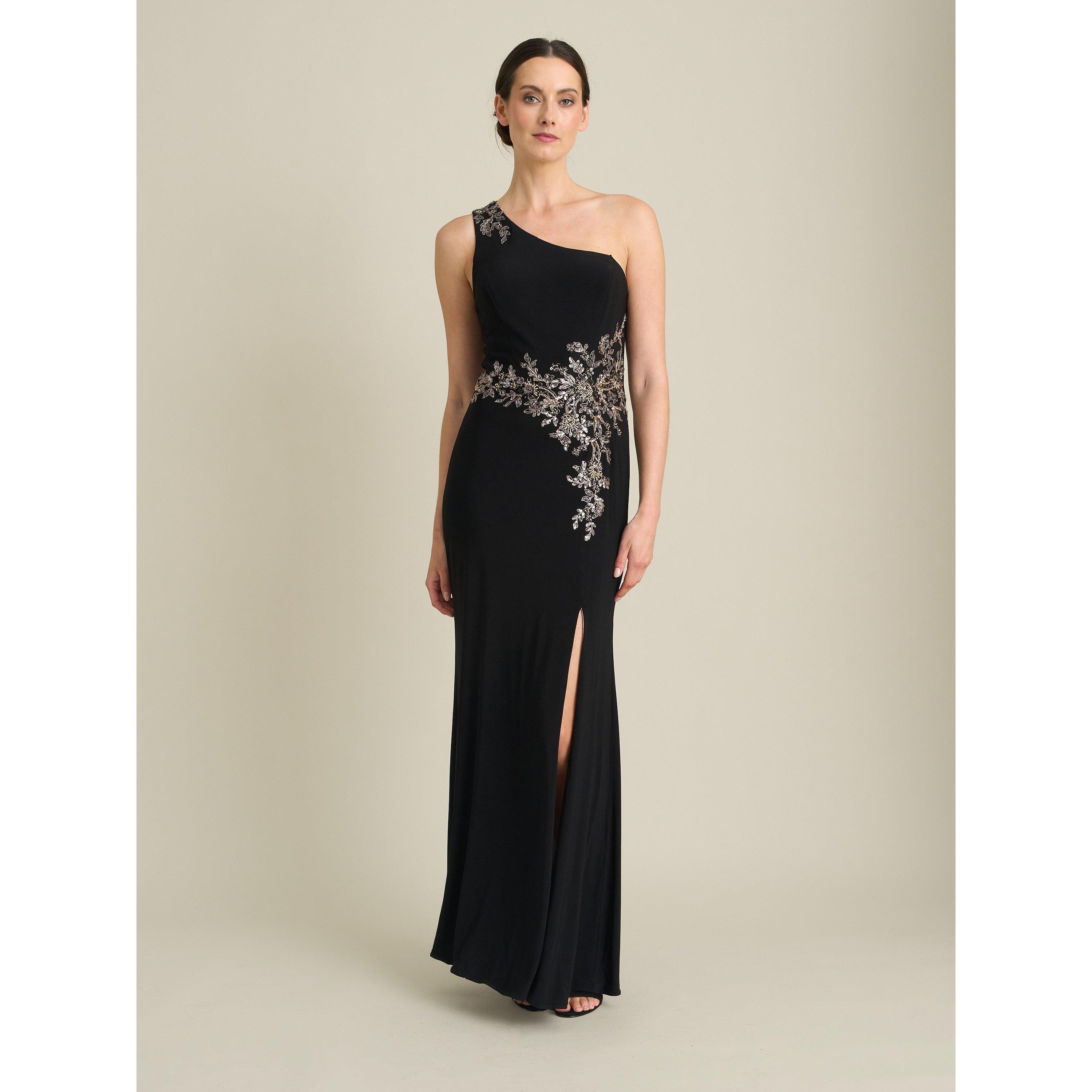 Black - Gina Bacconi - Celina One Shoulder Dress With Beading - 6