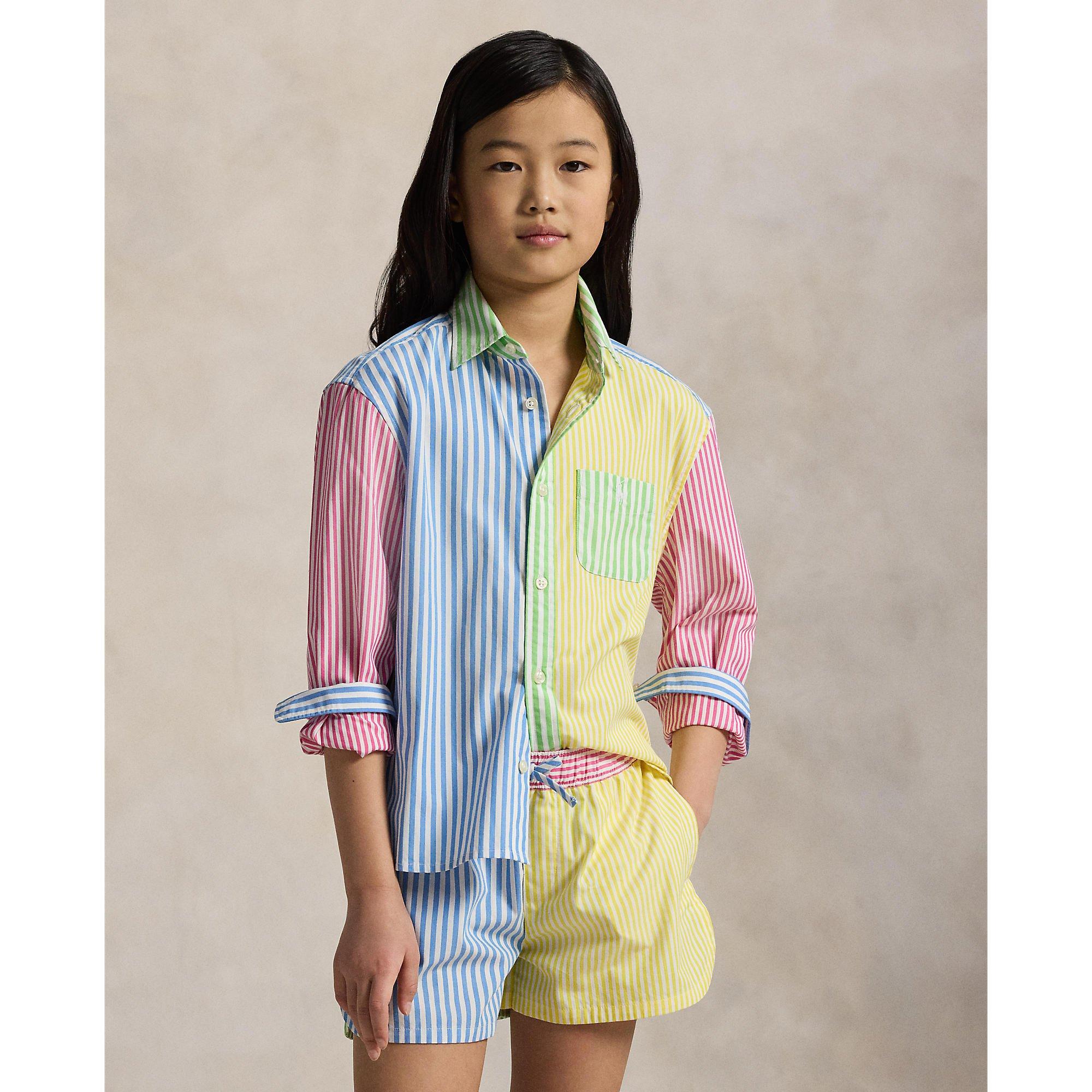 Multi - Polo Ralph Lauren - Striped Cotton Boxy Fun Shirt Juniors - 3