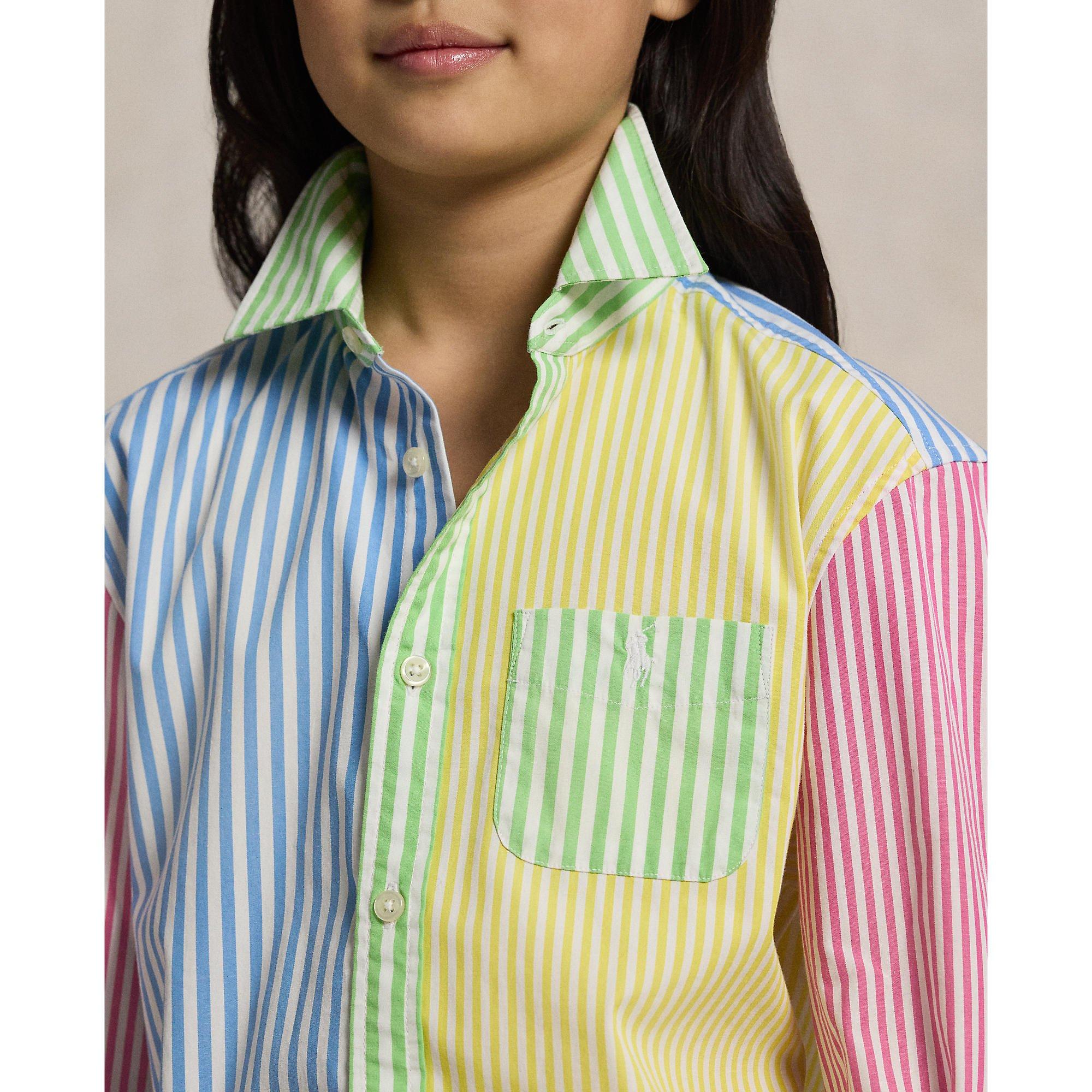 Multi - Polo Ralph Lauren - Striped Cotton Boxy Fun Shirt Juniors - 4