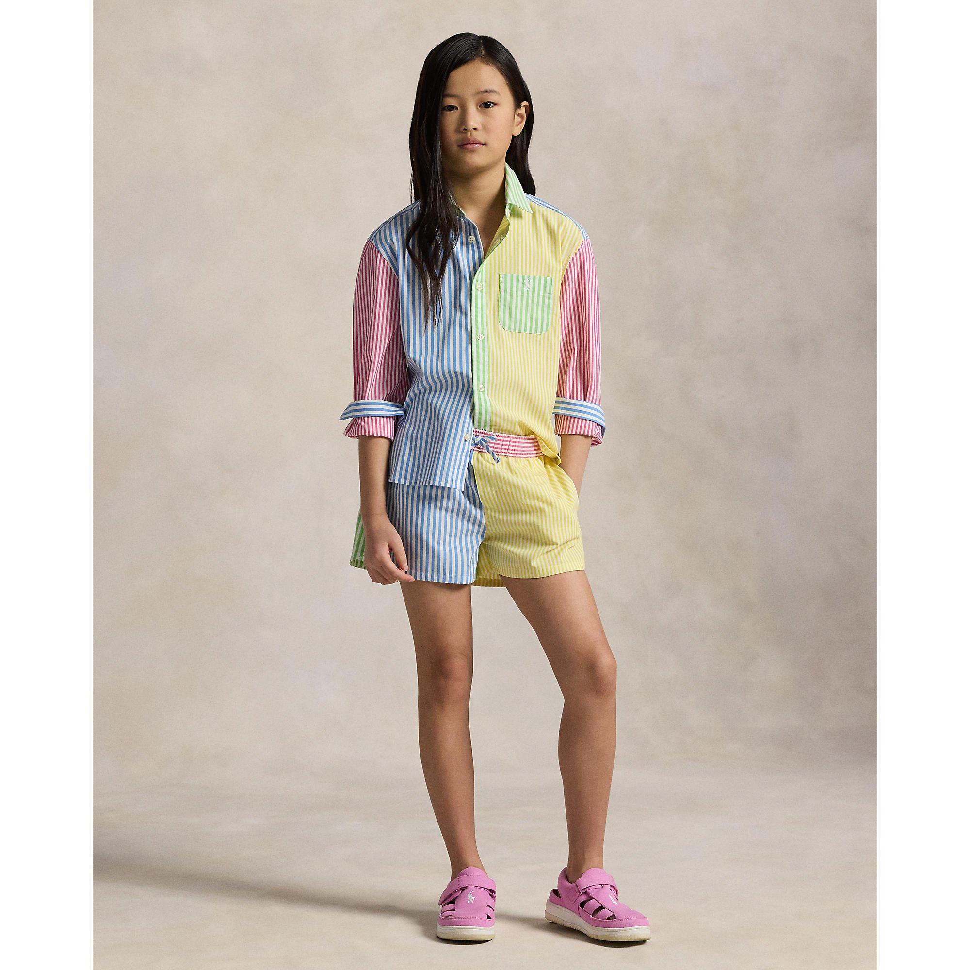 Multi - Polo Ralph Lauren - Striped Cotton Boxy Fun Shirt Juniors - 5