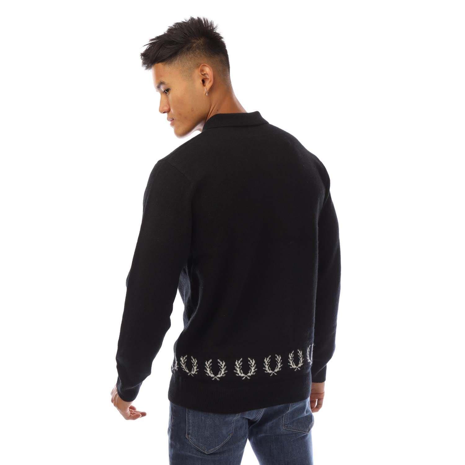 Black - Fred Perry - Laurel Wreath Trim Knit Shirt - 3