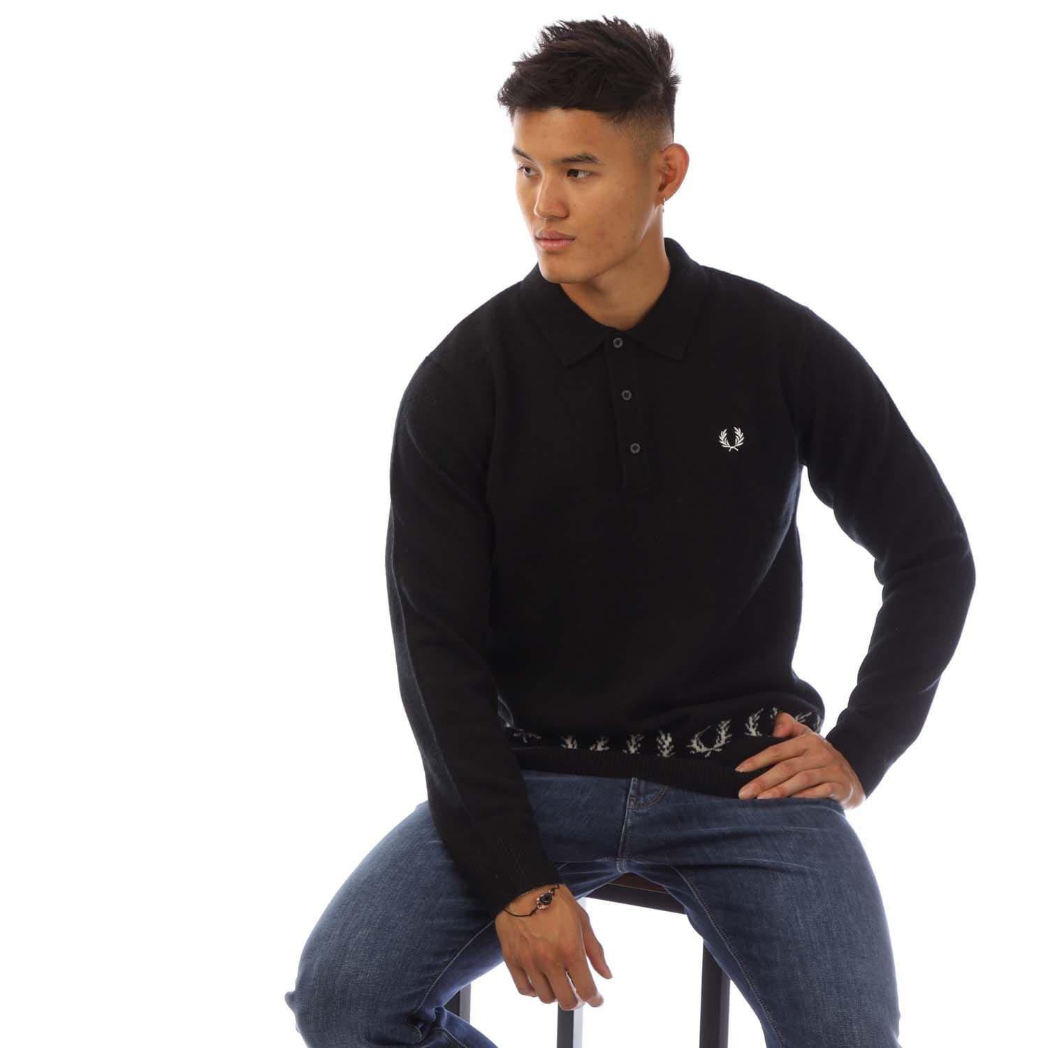 Black - Fred Perry - Laurel Wreath Trim Knit Shirt - 4