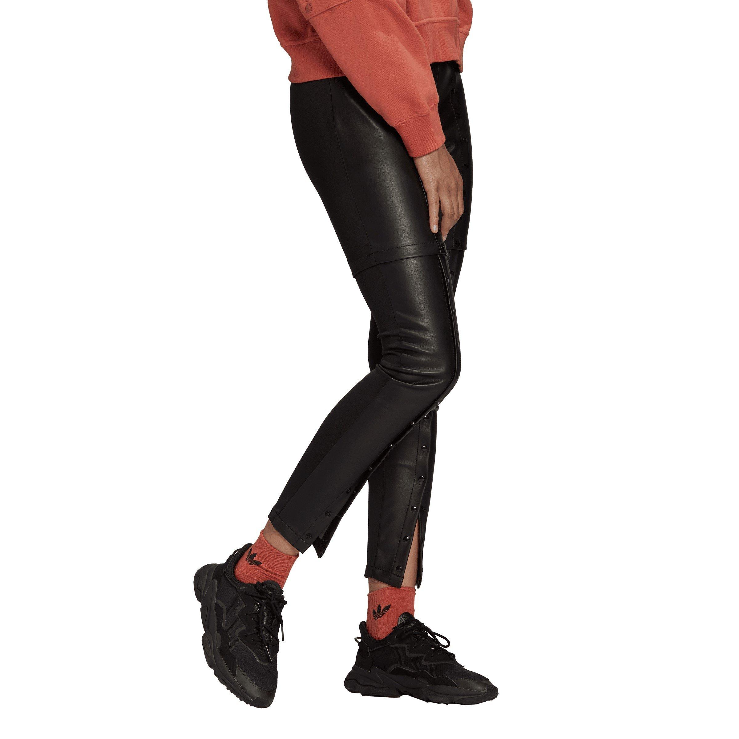 Black - adidas Originals - Faux Leather Trousers - 4