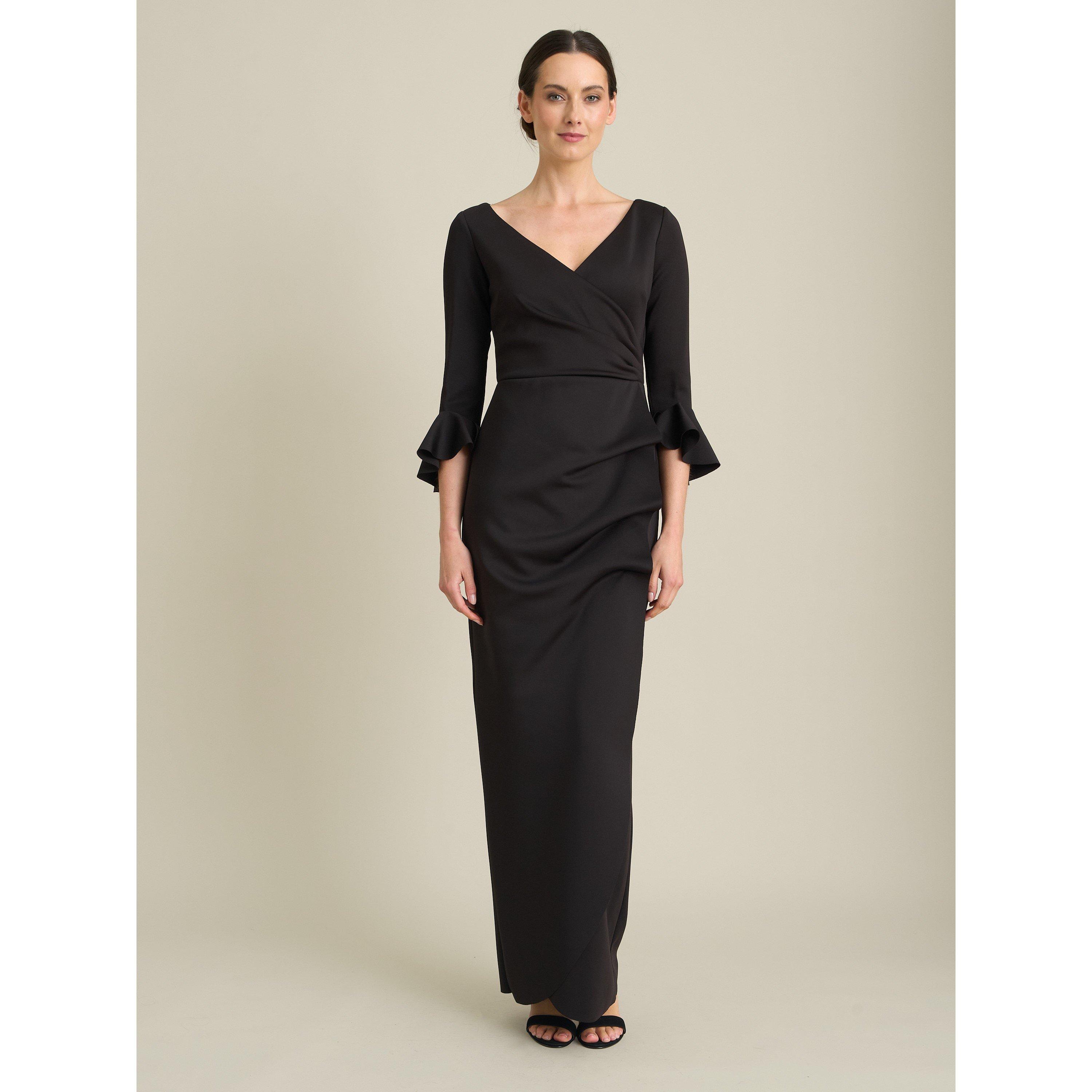 Black - Gina Bacconi - Uma Maxi Dress With Fluted Sleeves - 1