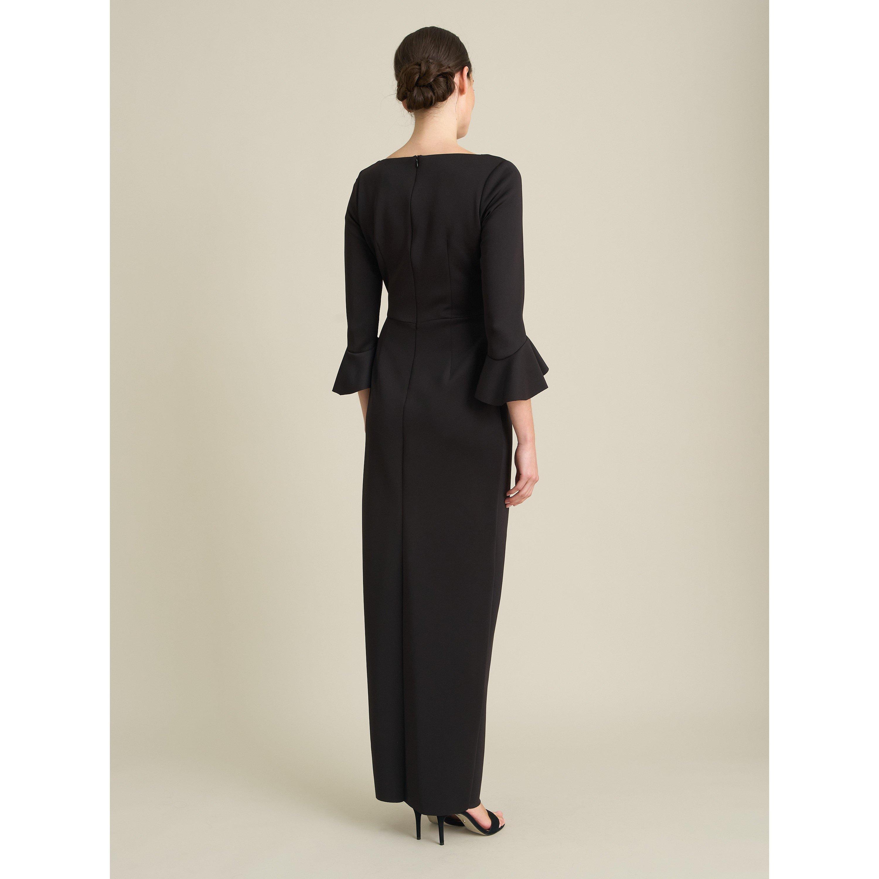 Black - Gina Bacconi - Uma Maxi Dress With Fluted Sleeves - 2