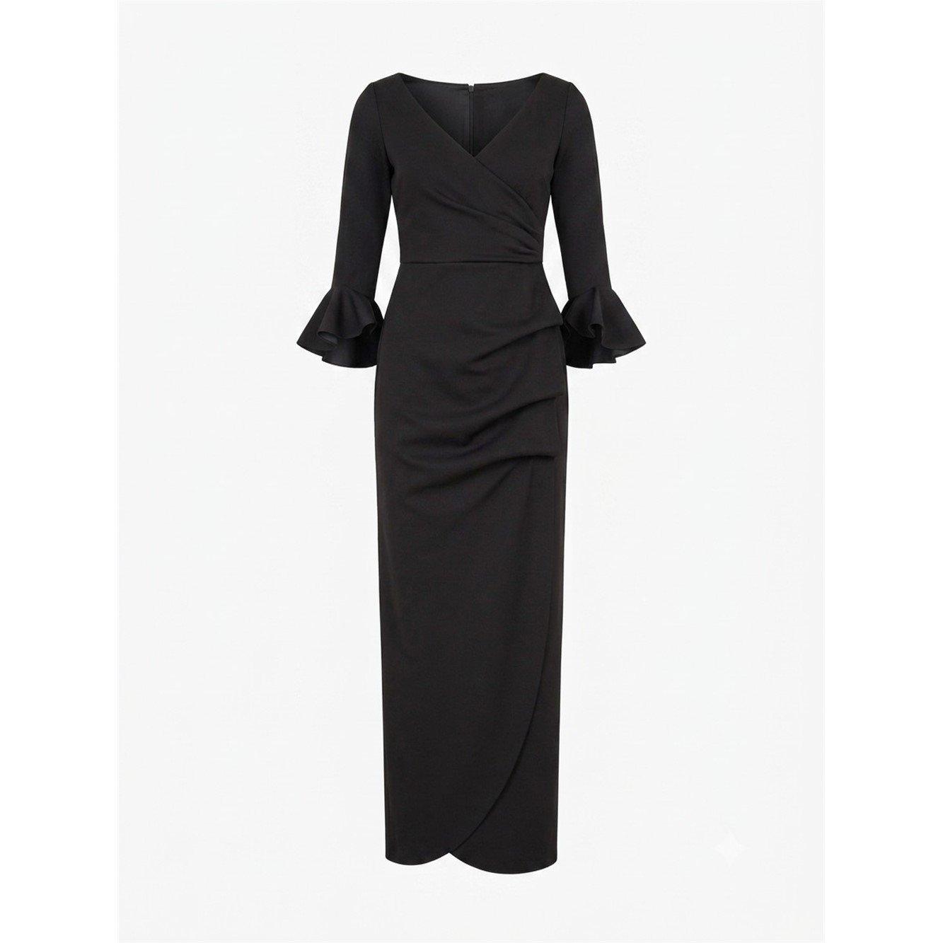 Black - Gina Bacconi - Uma Maxi Dress With Fluted Sleeves - 4