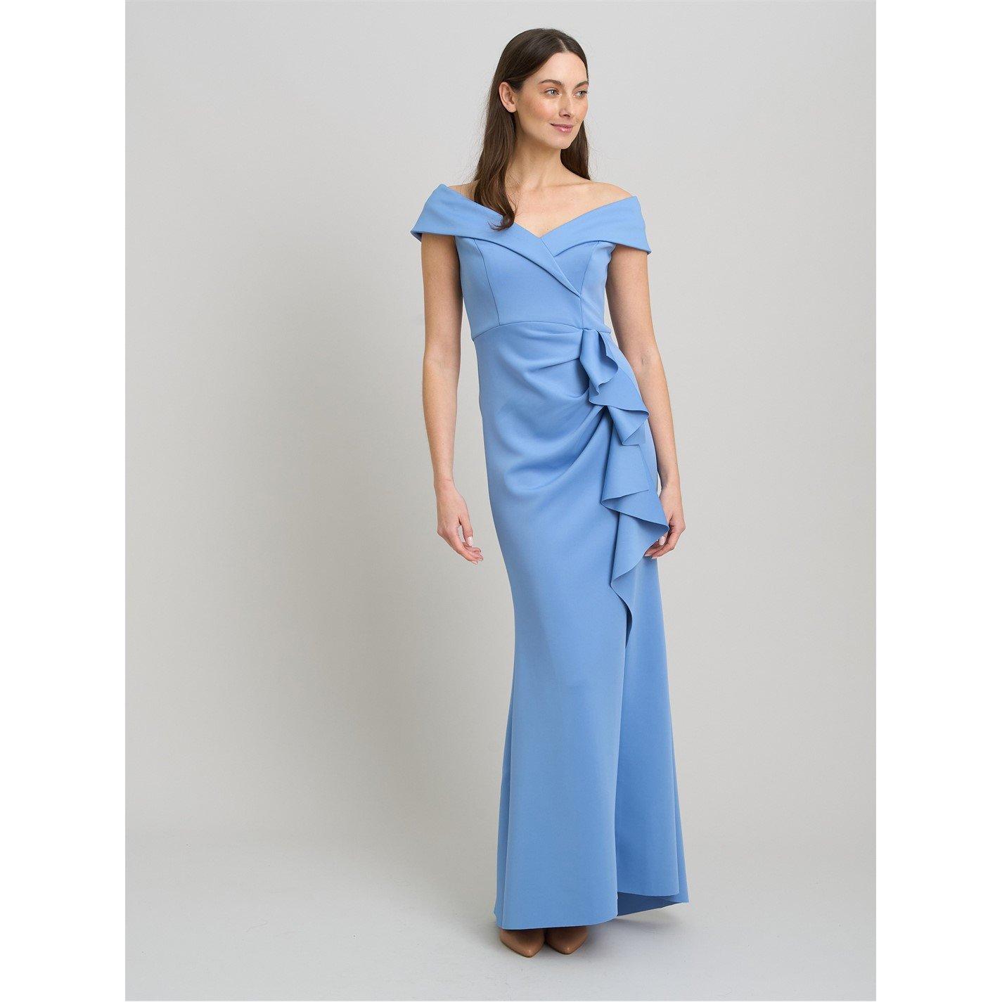 Blue - Gina Bacconi - Victoria Maxi Dress With Side Ruching - 5