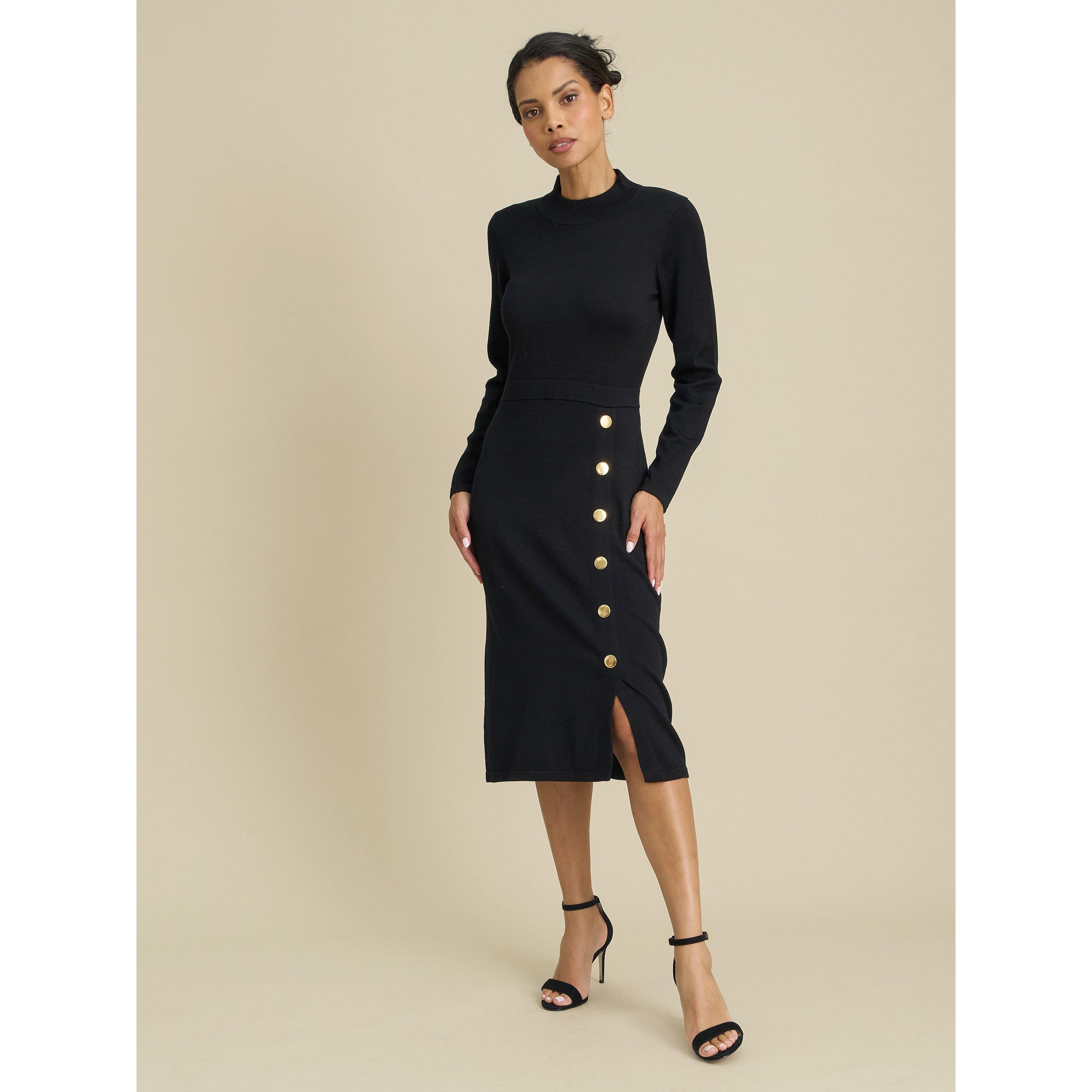 Black - Gina Bacconi - Albany Black Knit Midi Dress - 1