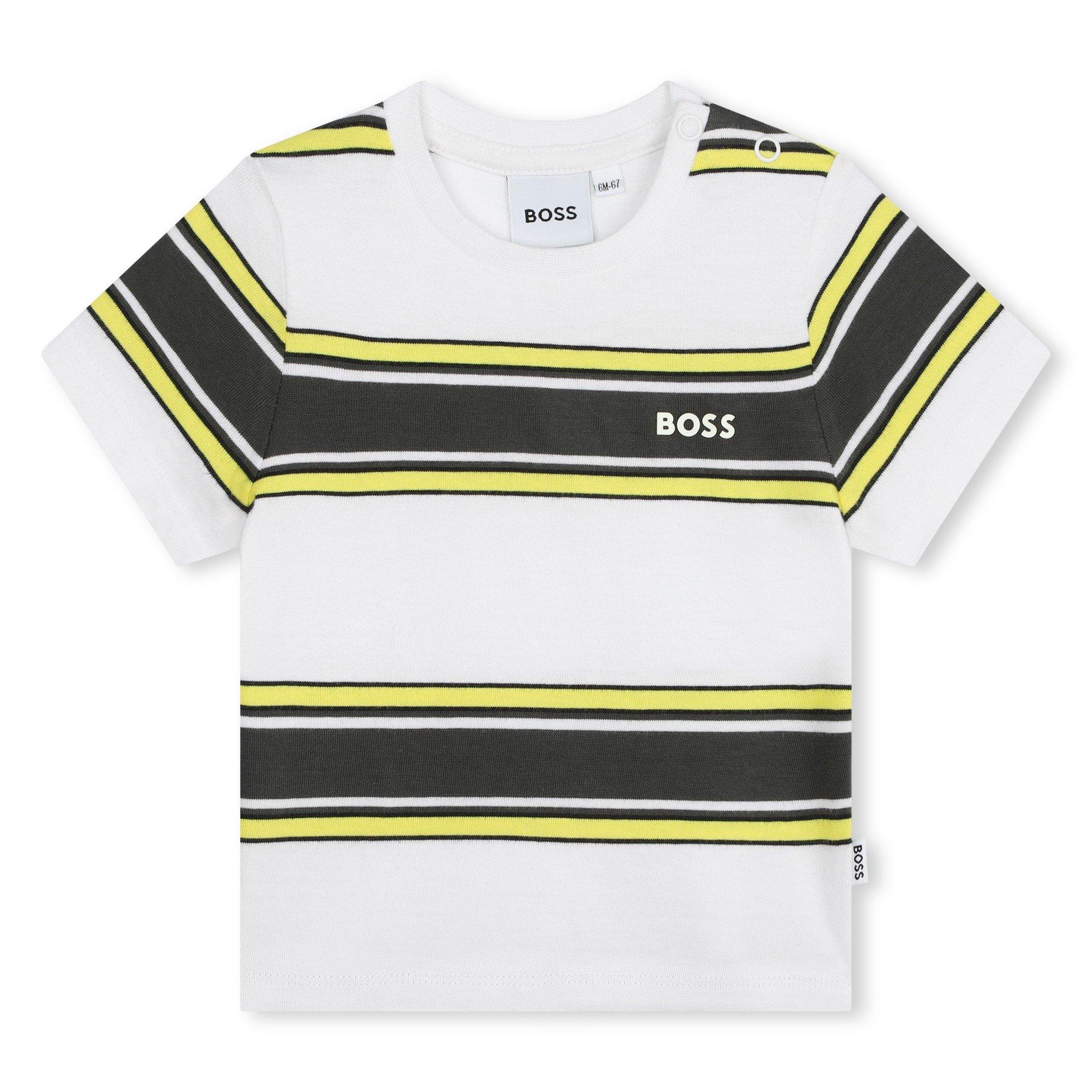 White N05 - Boss - Kids' Striped Crew Neck Short Sleeve T-Shirt - 1