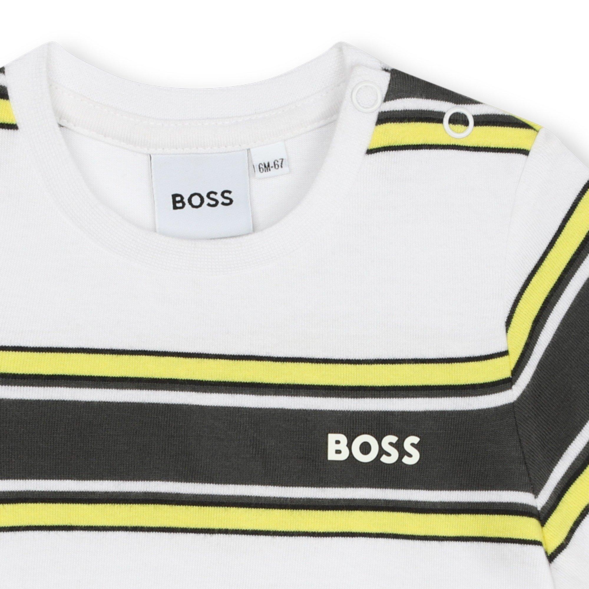 White N05 - Boss - Kids' Striped Crew Neck Short Sleeve T-Shirt - 3