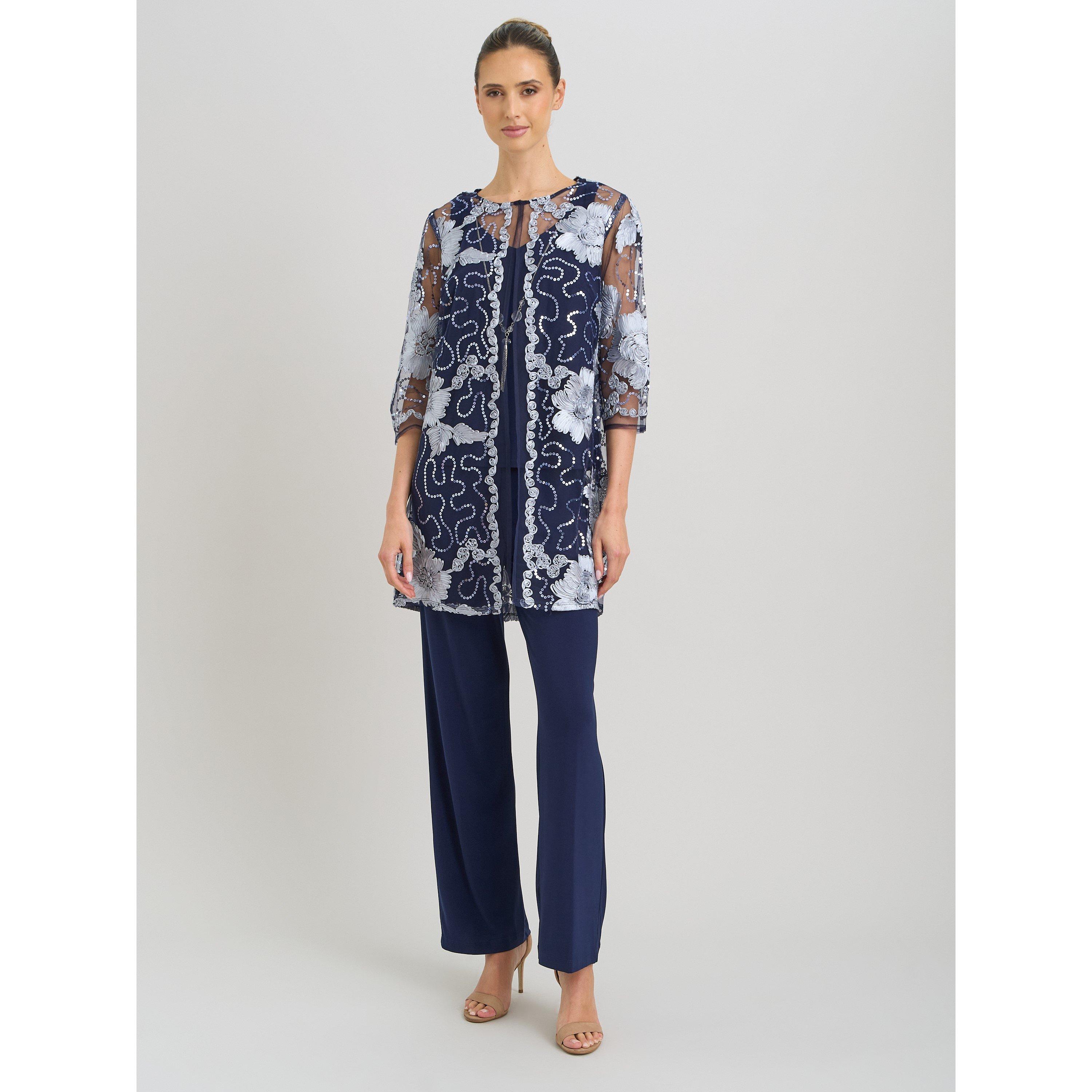 Navy - Gina Bacconi - Jennie Embroidered Mesh Three Piece Set - 1