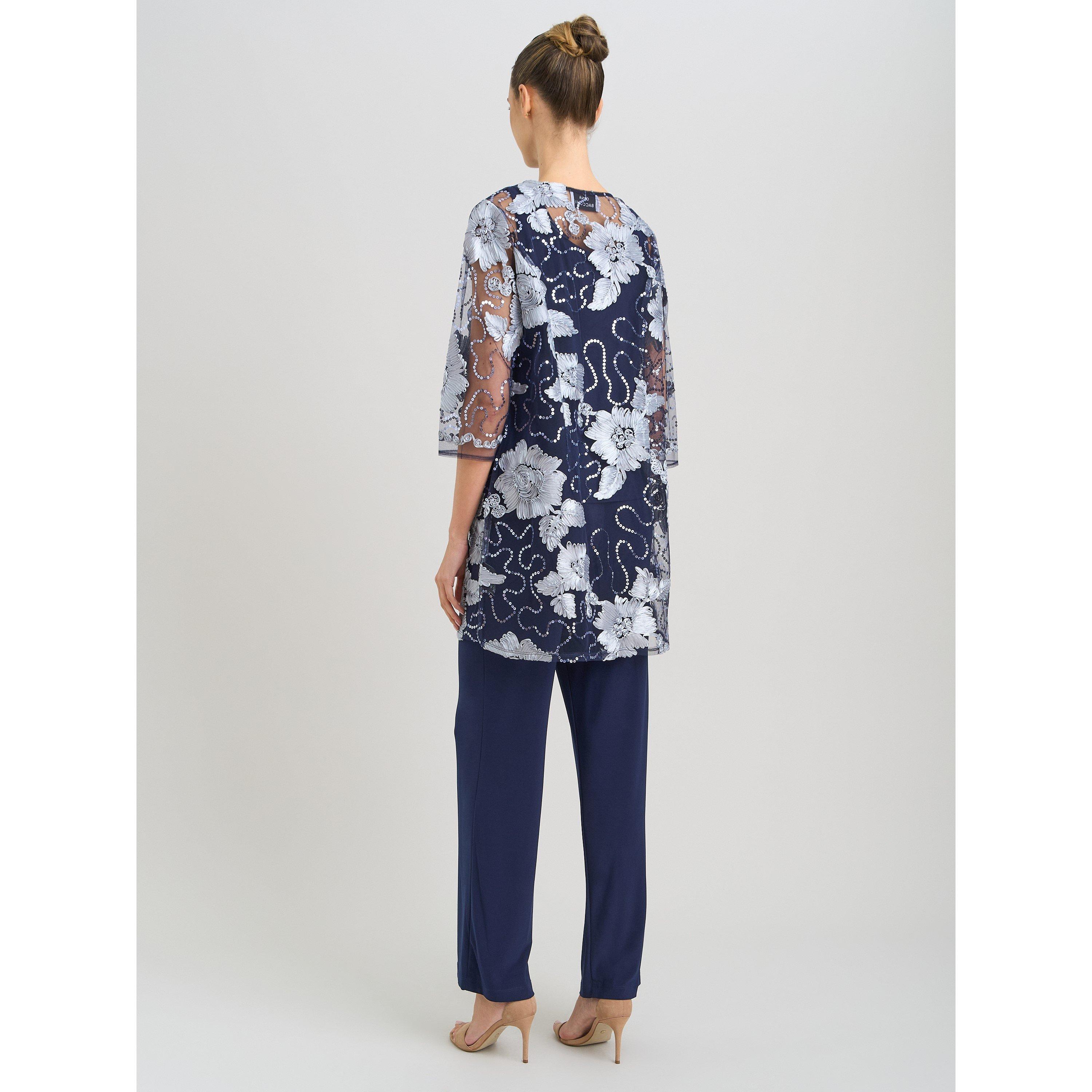 Navy - Gina Bacconi - Jennie Embroidered Mesh Three Piece Set - 2