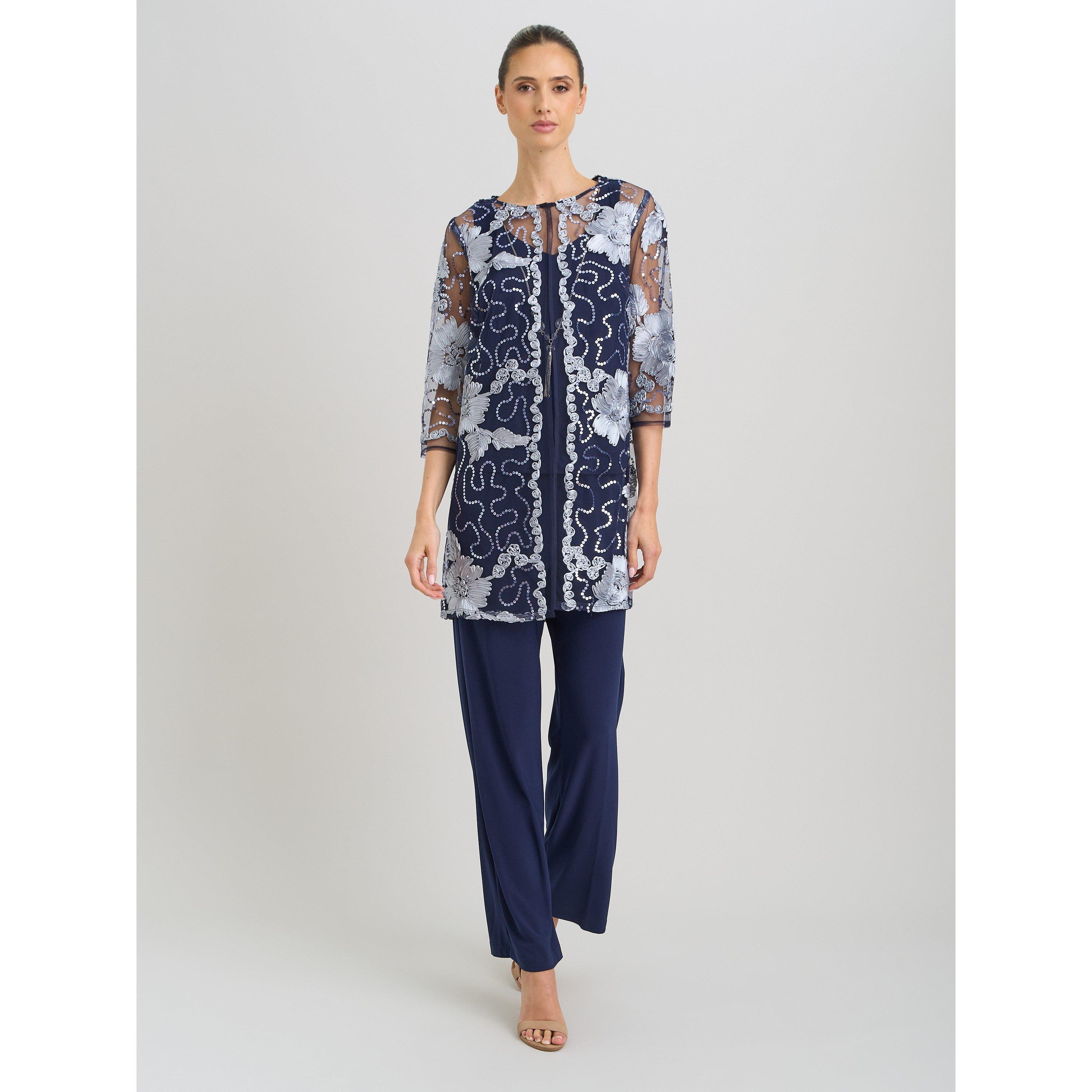 Navy - Gina Bacconi - Jennie Embroidered Mesh Three Piece Set - 3