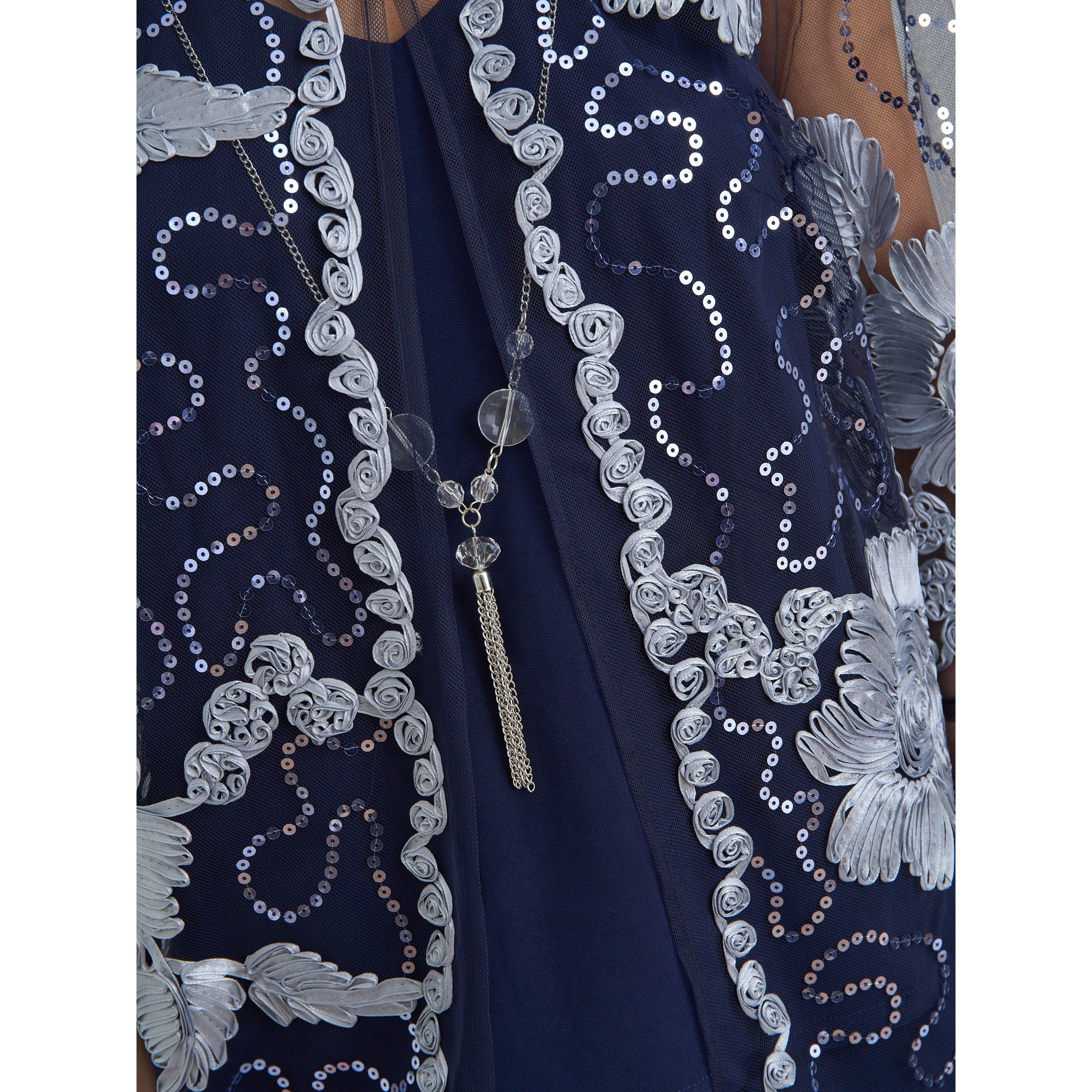 Navy - Gina Bacconi - Jennie Embroidered Mesh Three Piece Set - 5