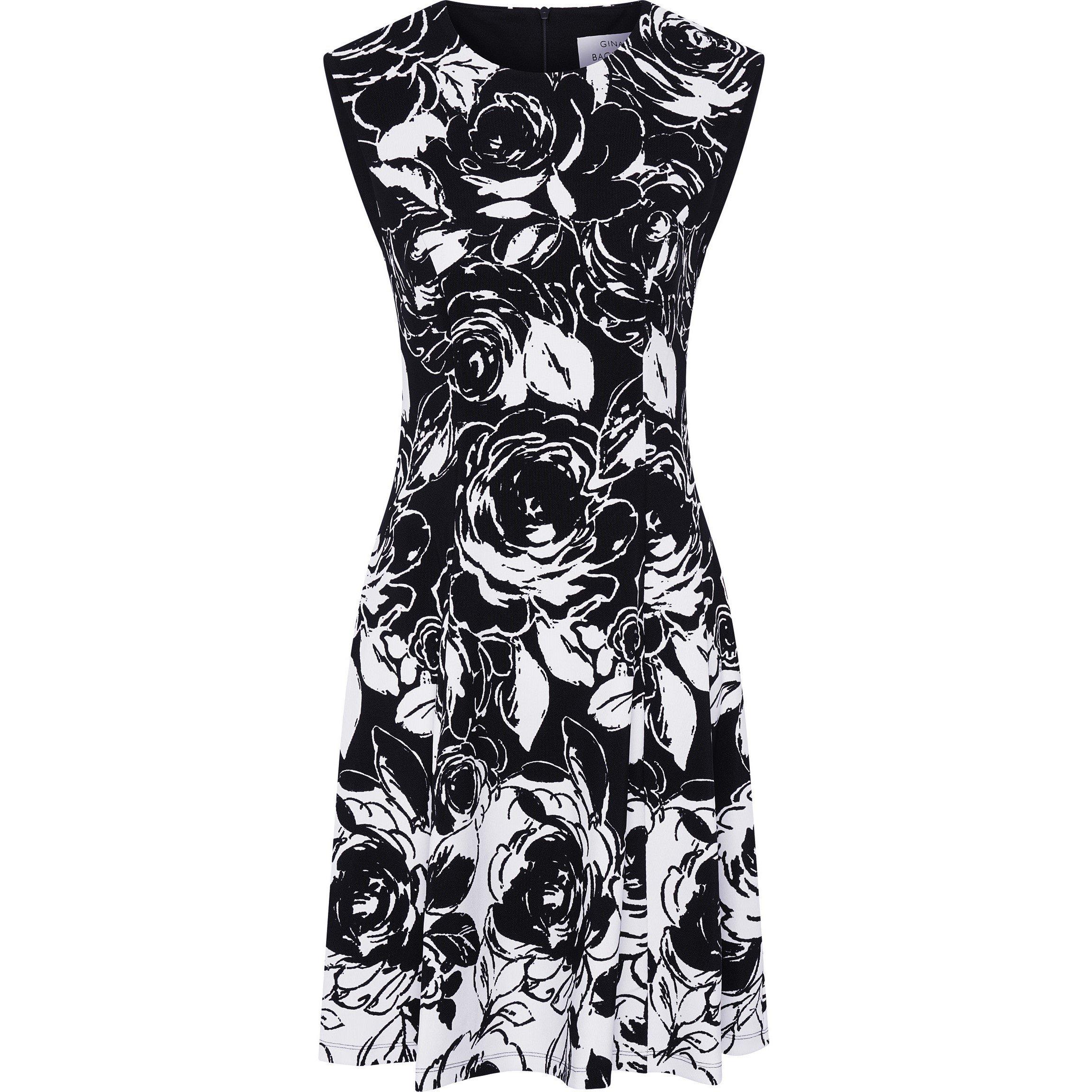 Black / White - Gina Bacconi - Women's Jess Floral A Line Dress - 1