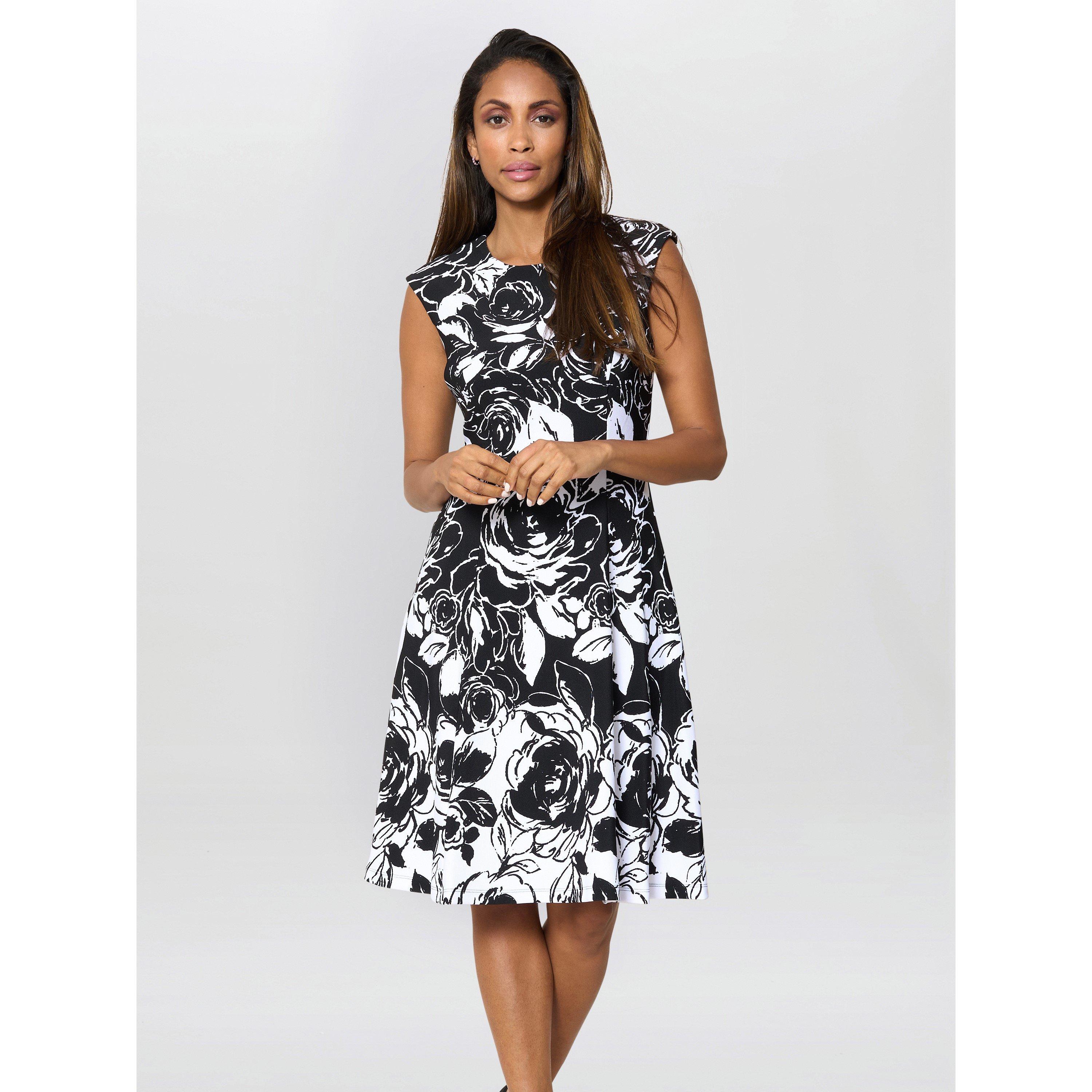 Black / White - Gina Bacconi - Women's Jess Floral A Line Dress - 2