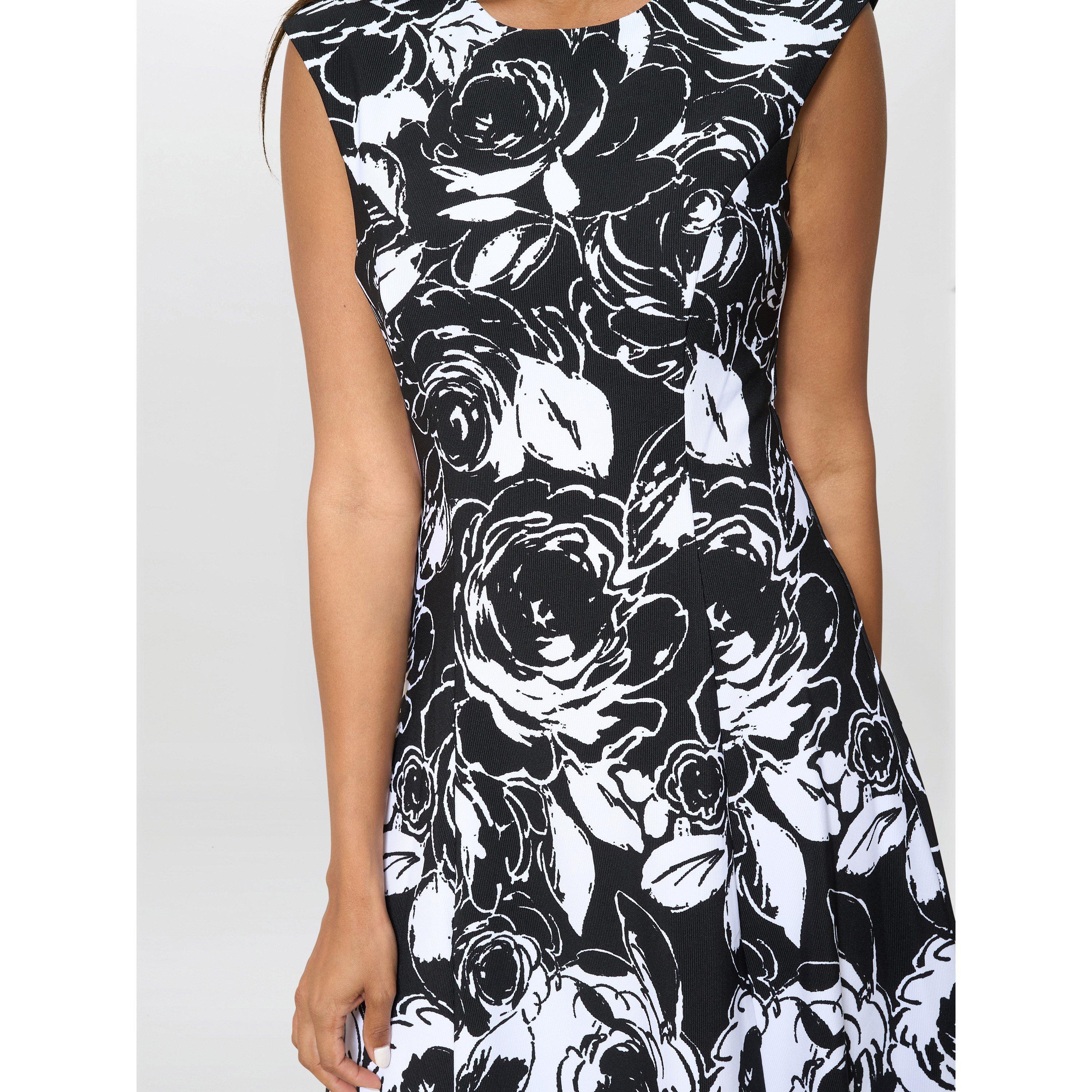 Black / White - Gina Bacconi - Women's Jess Floral A Line Dress - 5