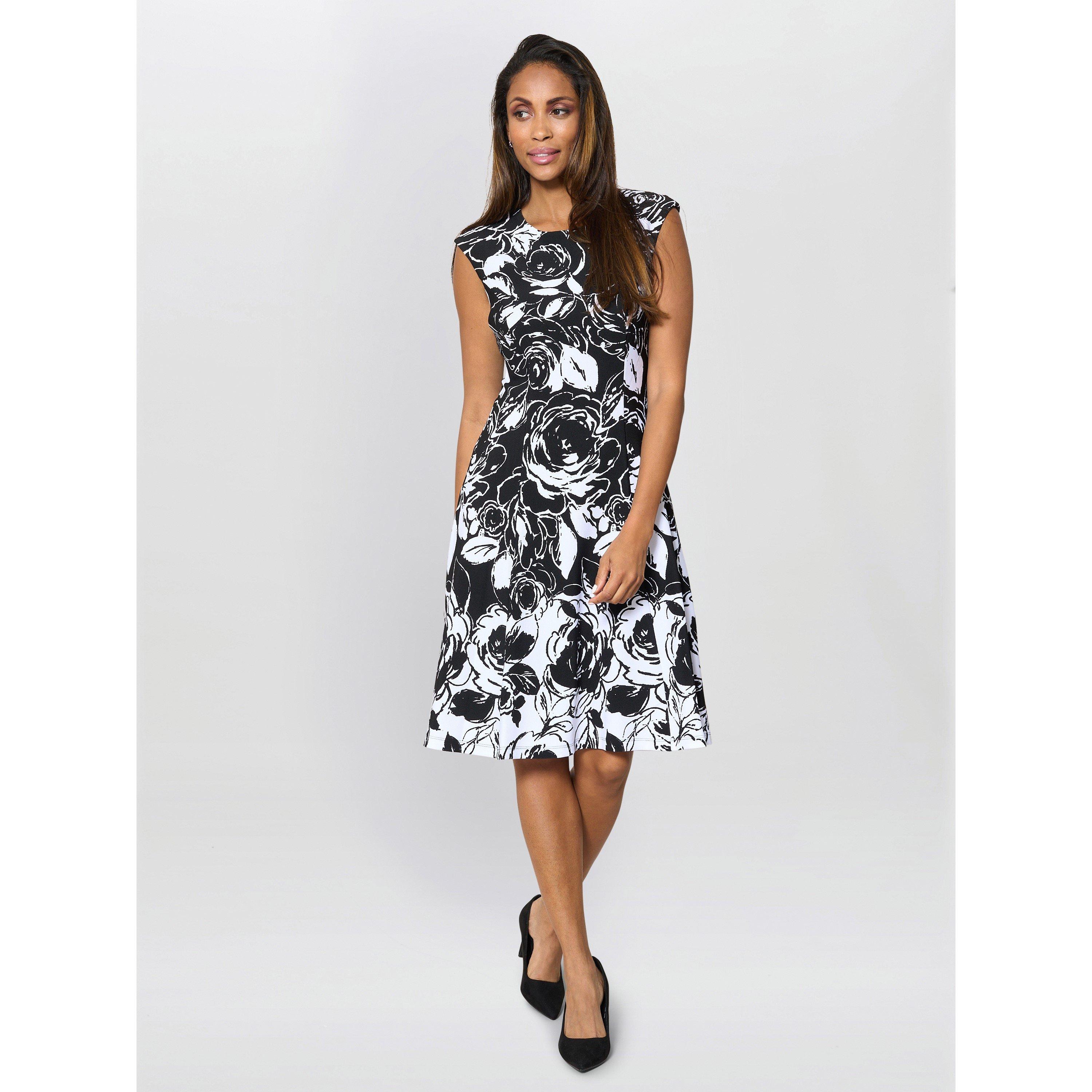 Black / White - Gina Bacconi - Women's Jess Floral A Line Dress - 6