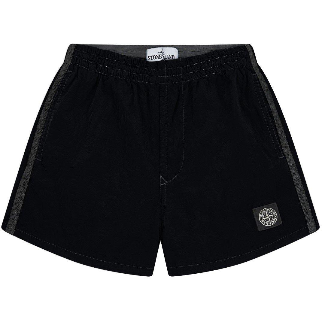 ★ stone swimwear nylonl M 黒 ★ STONE ISLAND Straight-Leg Mid-Length Logo-Appliquéd Nylon Metal