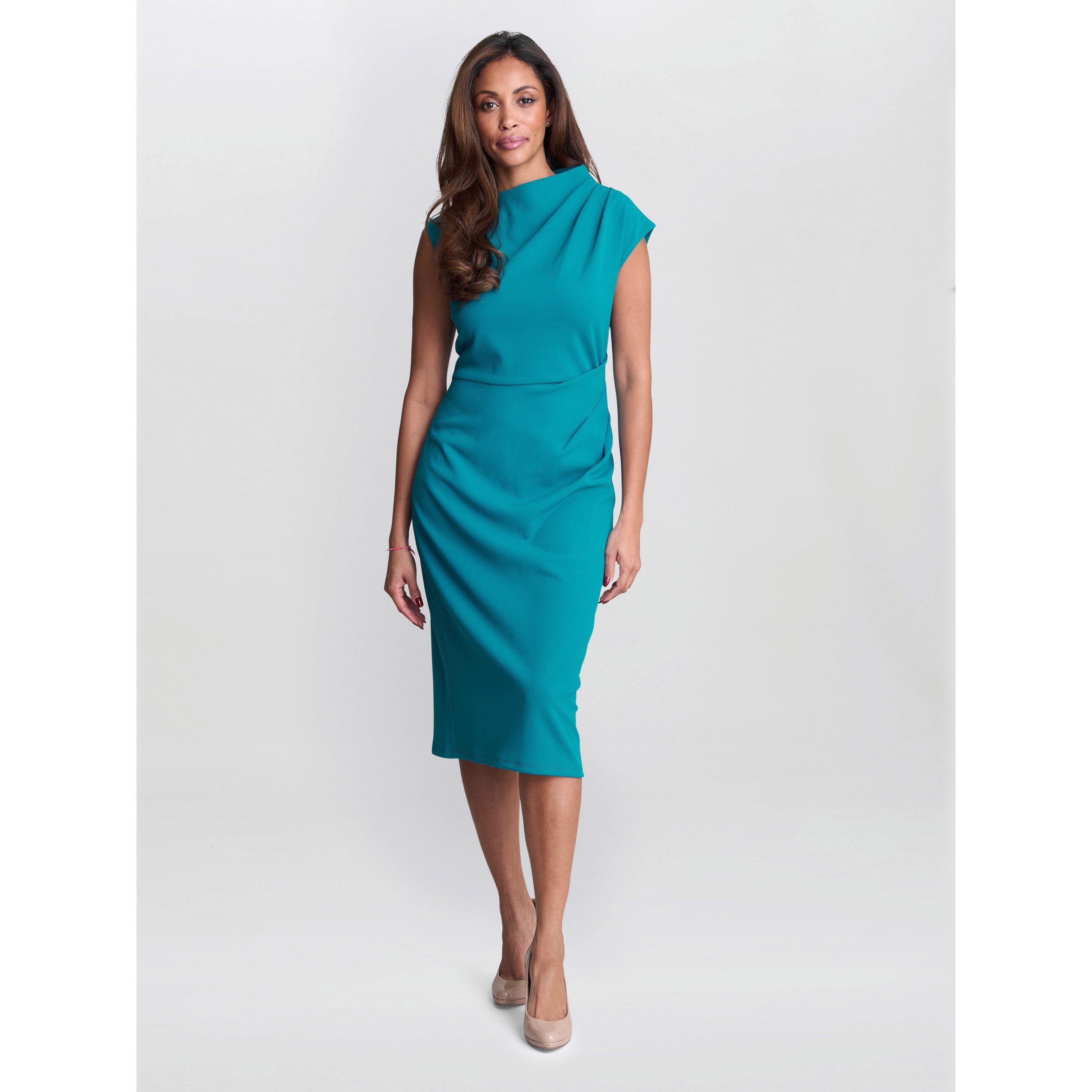 Aqua - Gina Bacconi - Women's Margaret Sleek Midi Bodycon Dress - 2