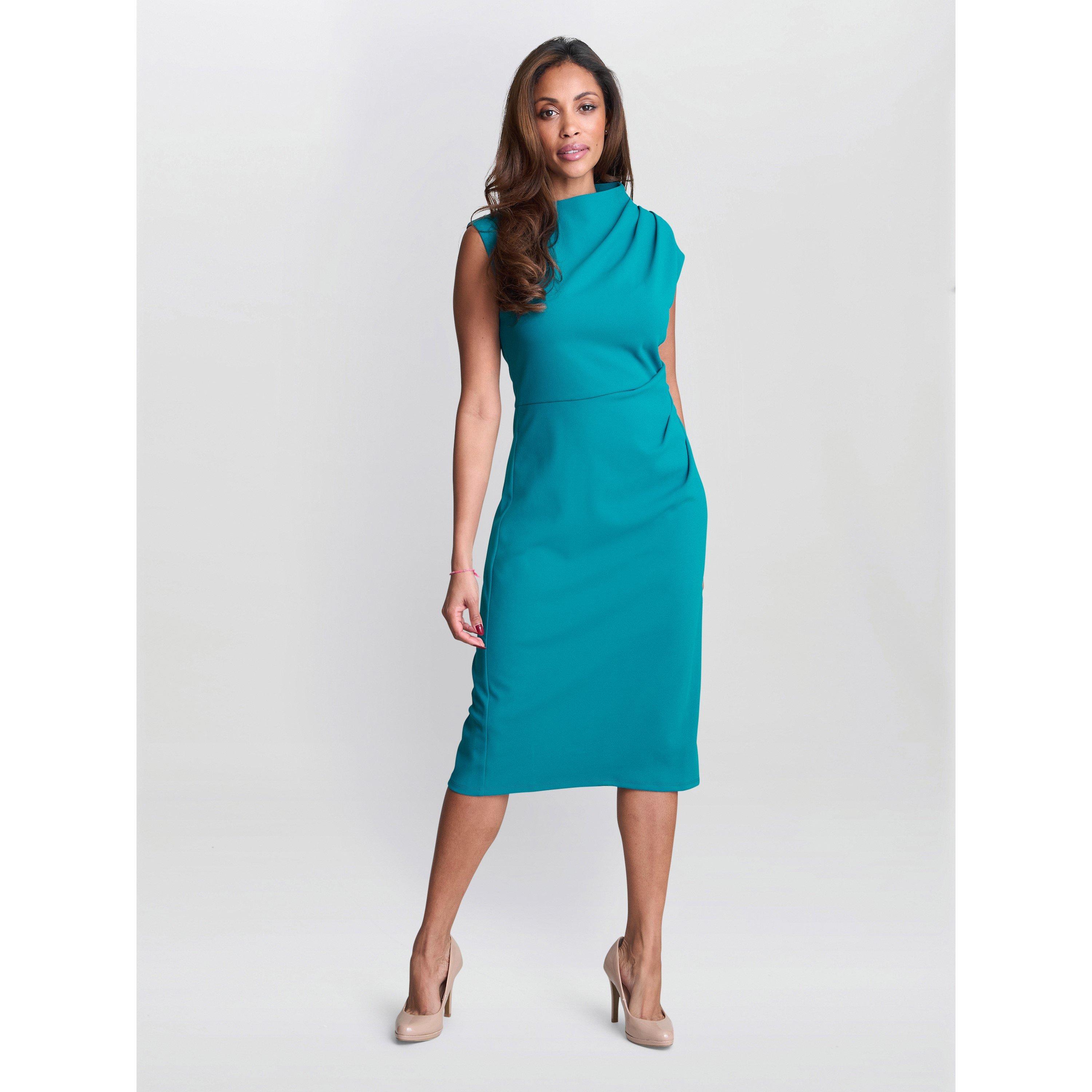Aqua - Gina Bacconi - Women's Margaret Sleek Midi Bodycon Dress - 4