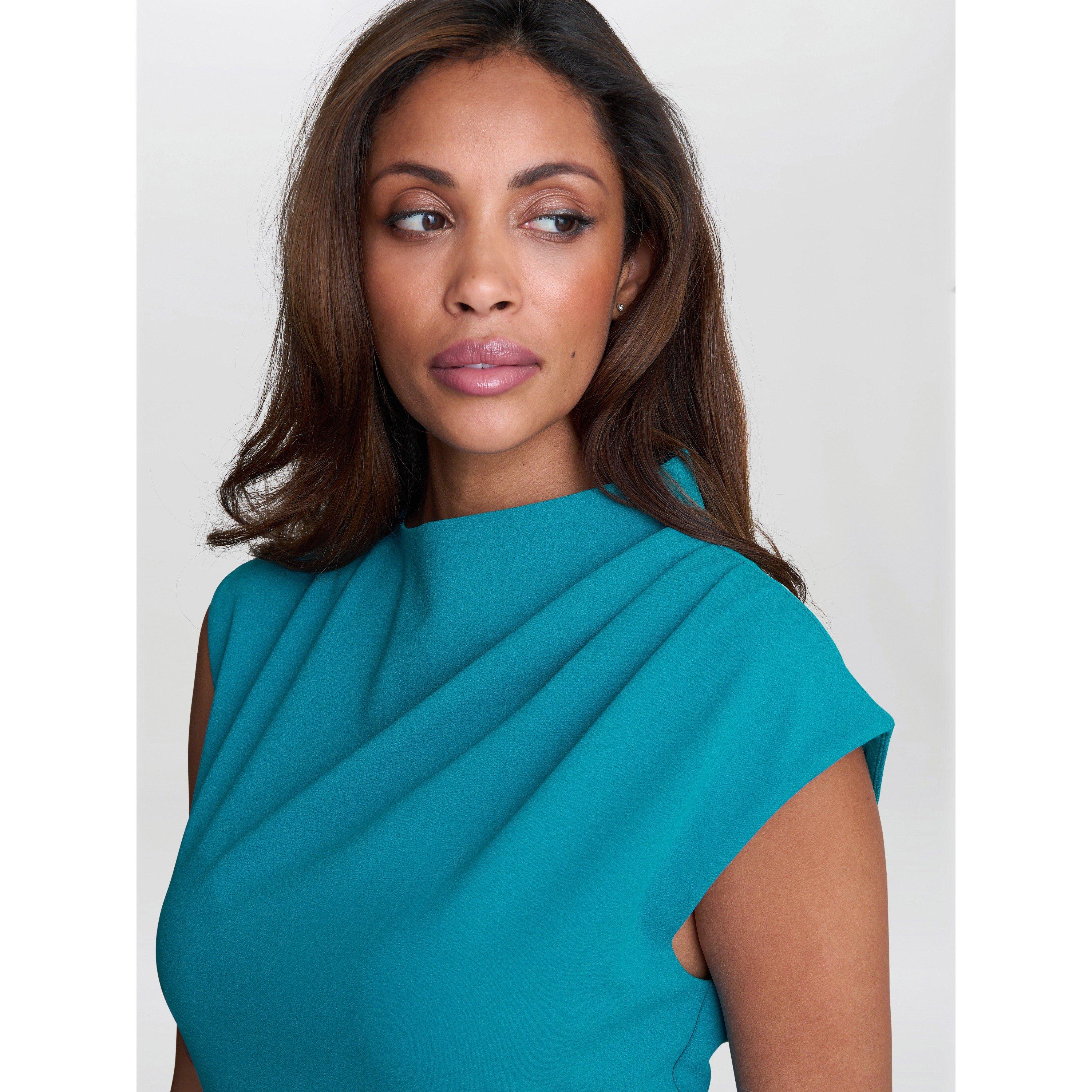 Aqua - Gina Bacconi - Women's Margaret Sleek Midi Bodycon Dress - 5