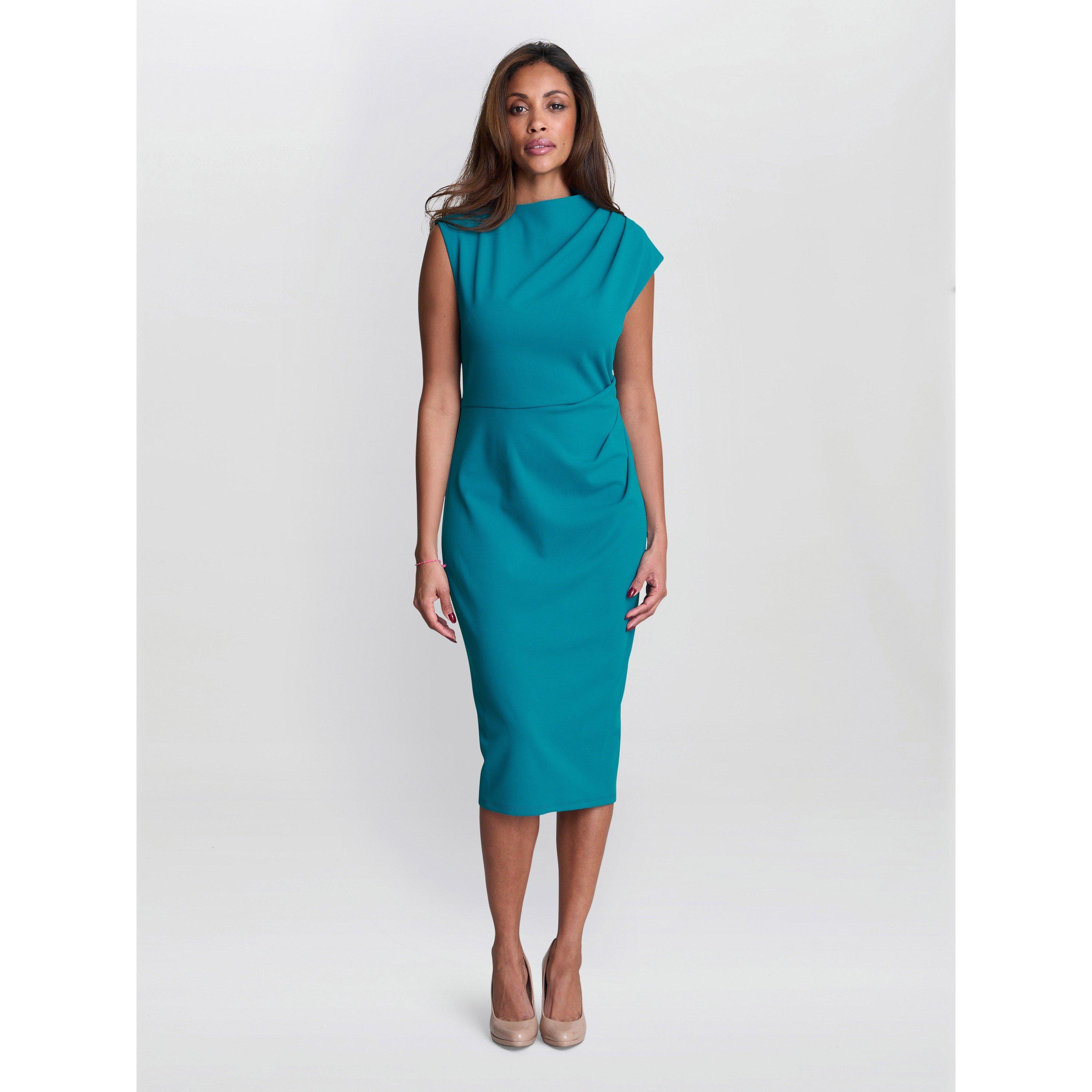 Aqua - Gina Bacconi - Women's Margaret Sleek Midi Bodycon Dress - 6