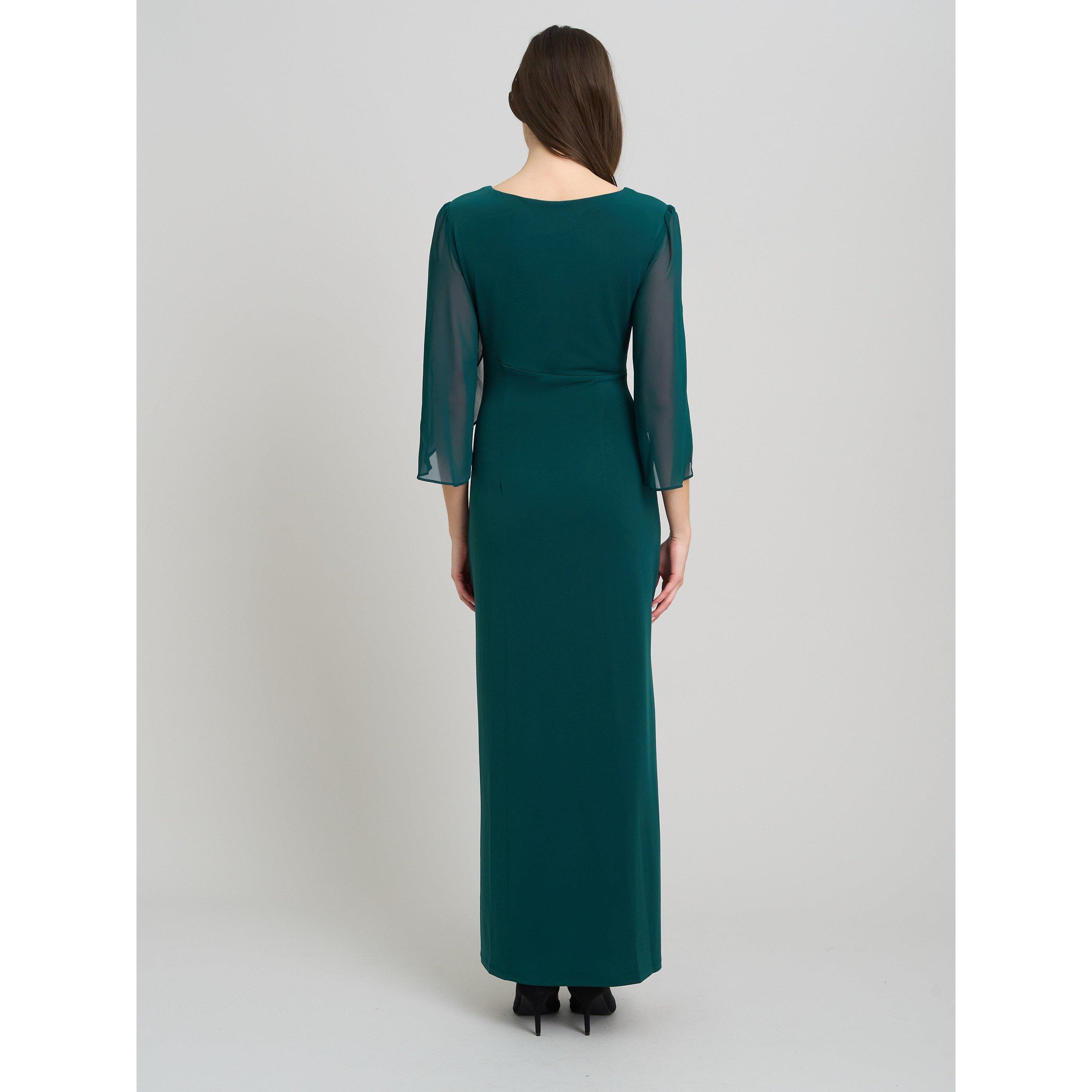 Dark Green - Gina Bacconi - Iulia Chiffon Sleeve Maxi Wrap Dress - 2