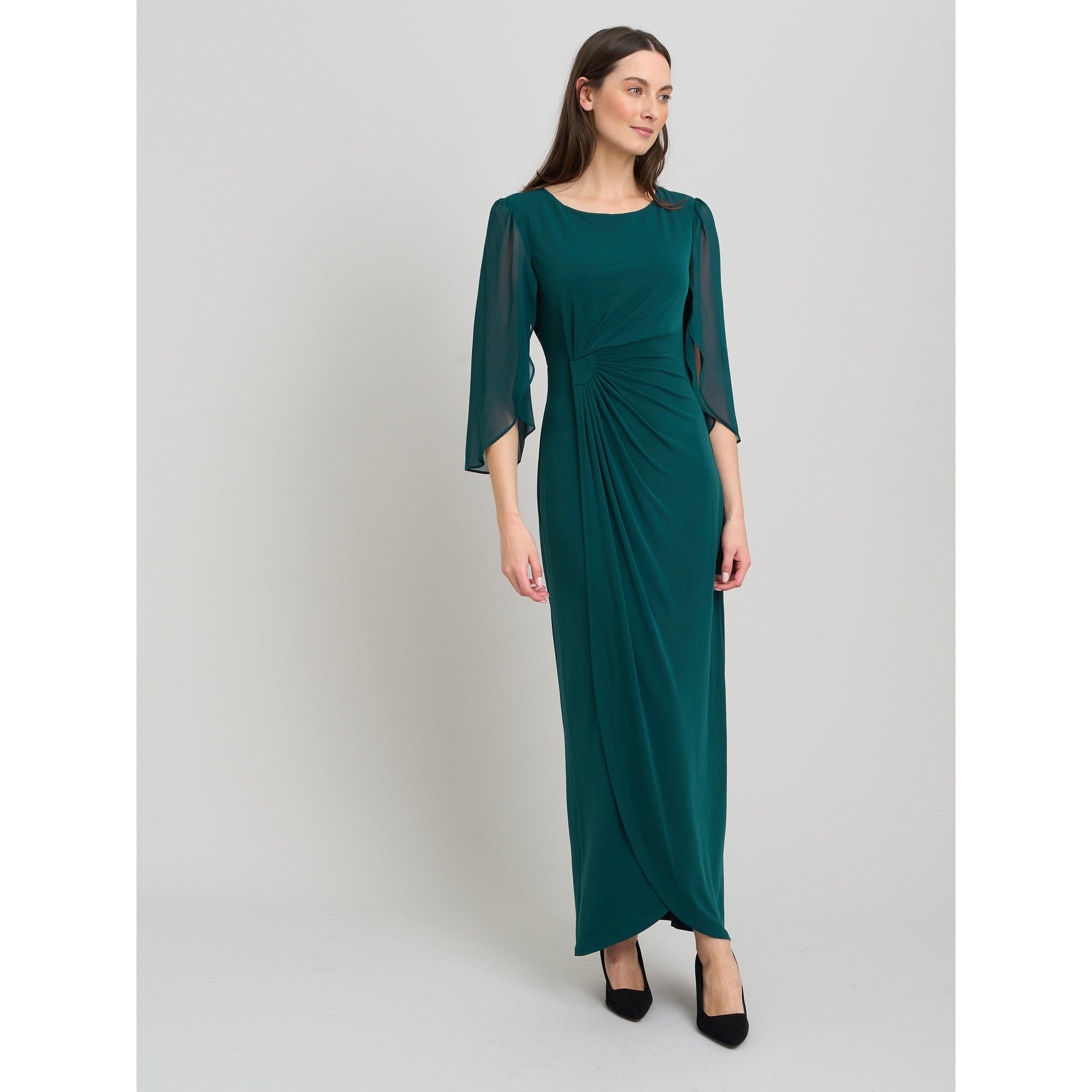 Dark Green - Gina Bacconi - Iulia Chiffon Sleeve Maxi Wrap Dress - 3