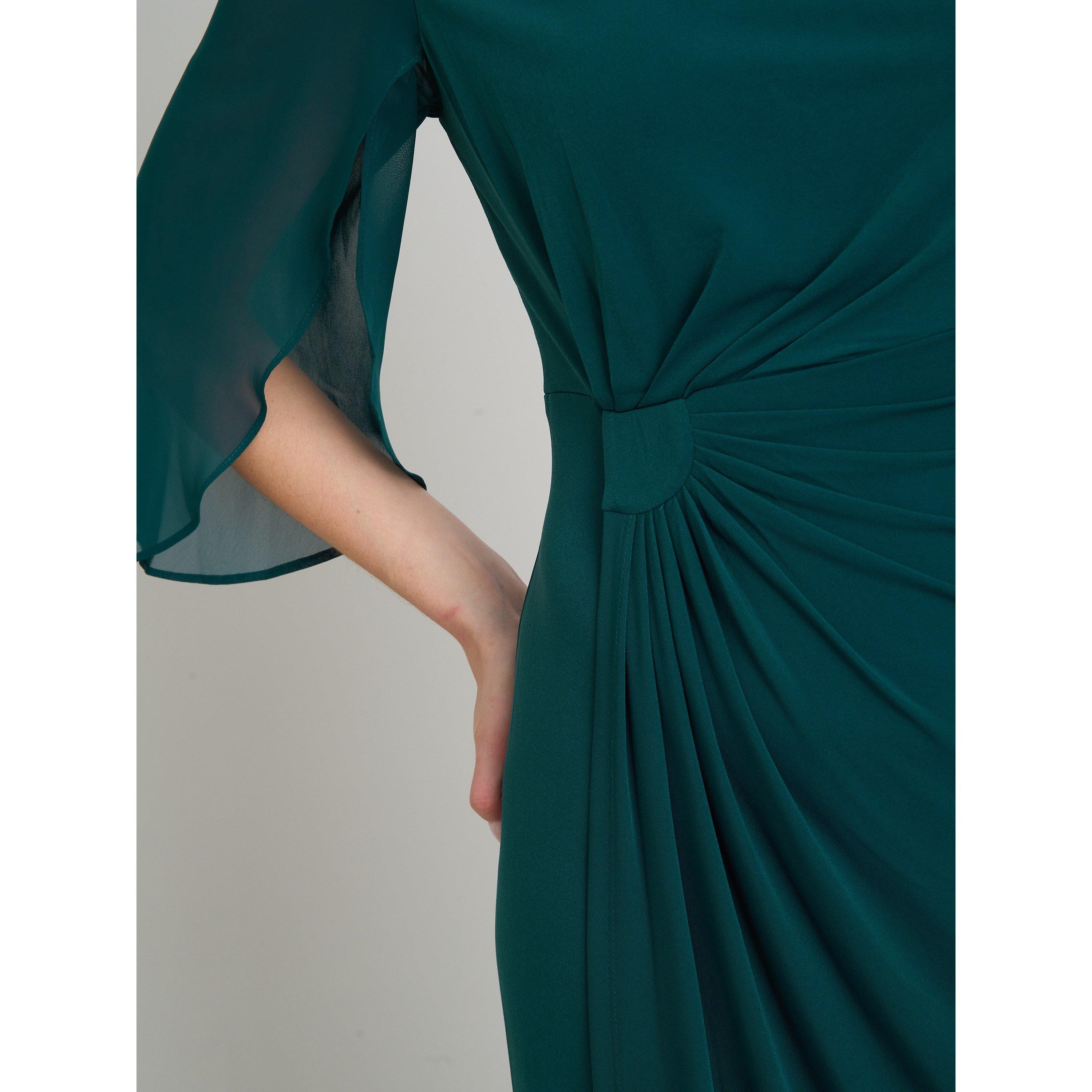 Dark Green - Gina Bacconi - Iulia Chiffon Sleeve Maxi Wrap Dress - 4