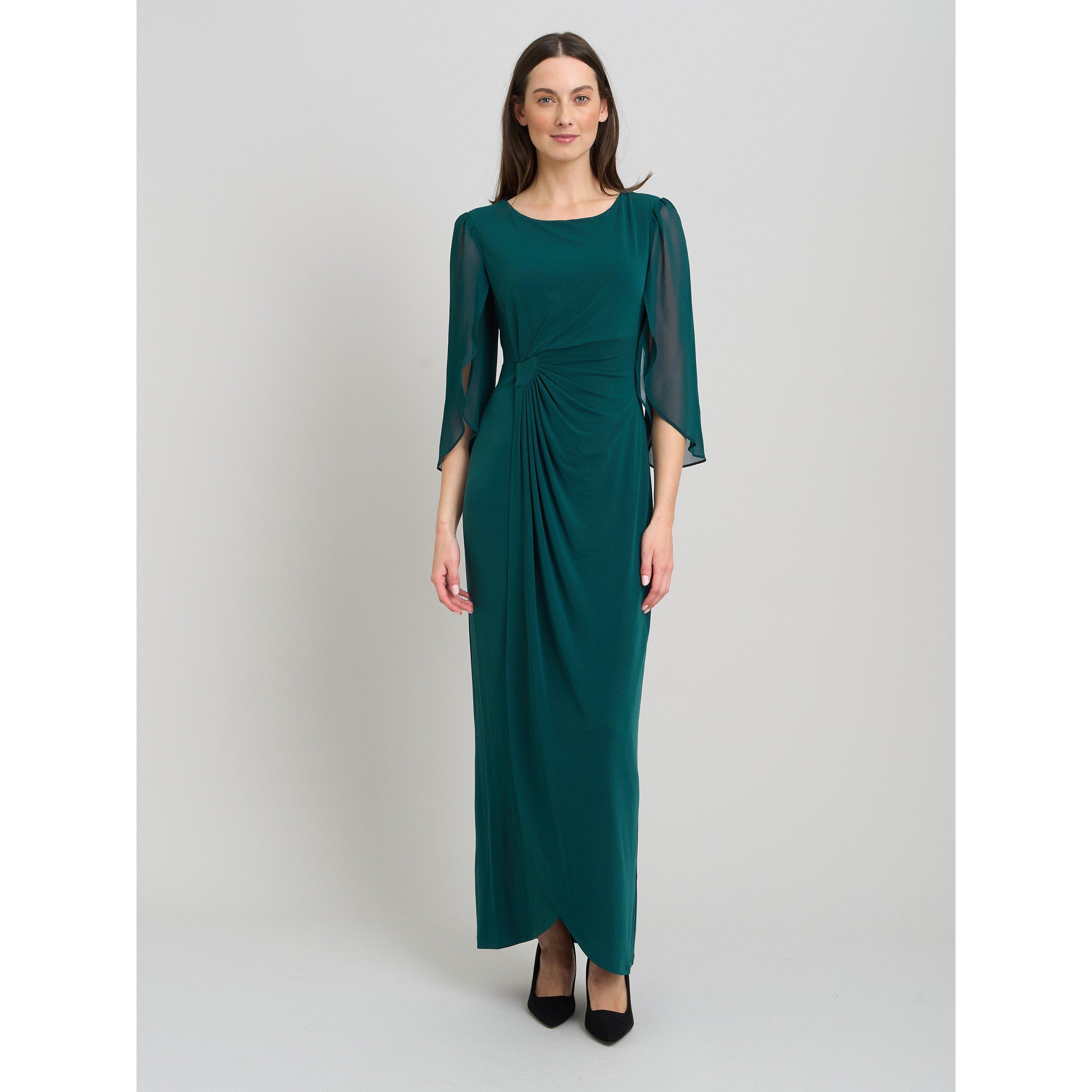 Dark Green - Gina Bacconi - Iulia Chiffon Sleeve Maxi Wrap Dress - 5