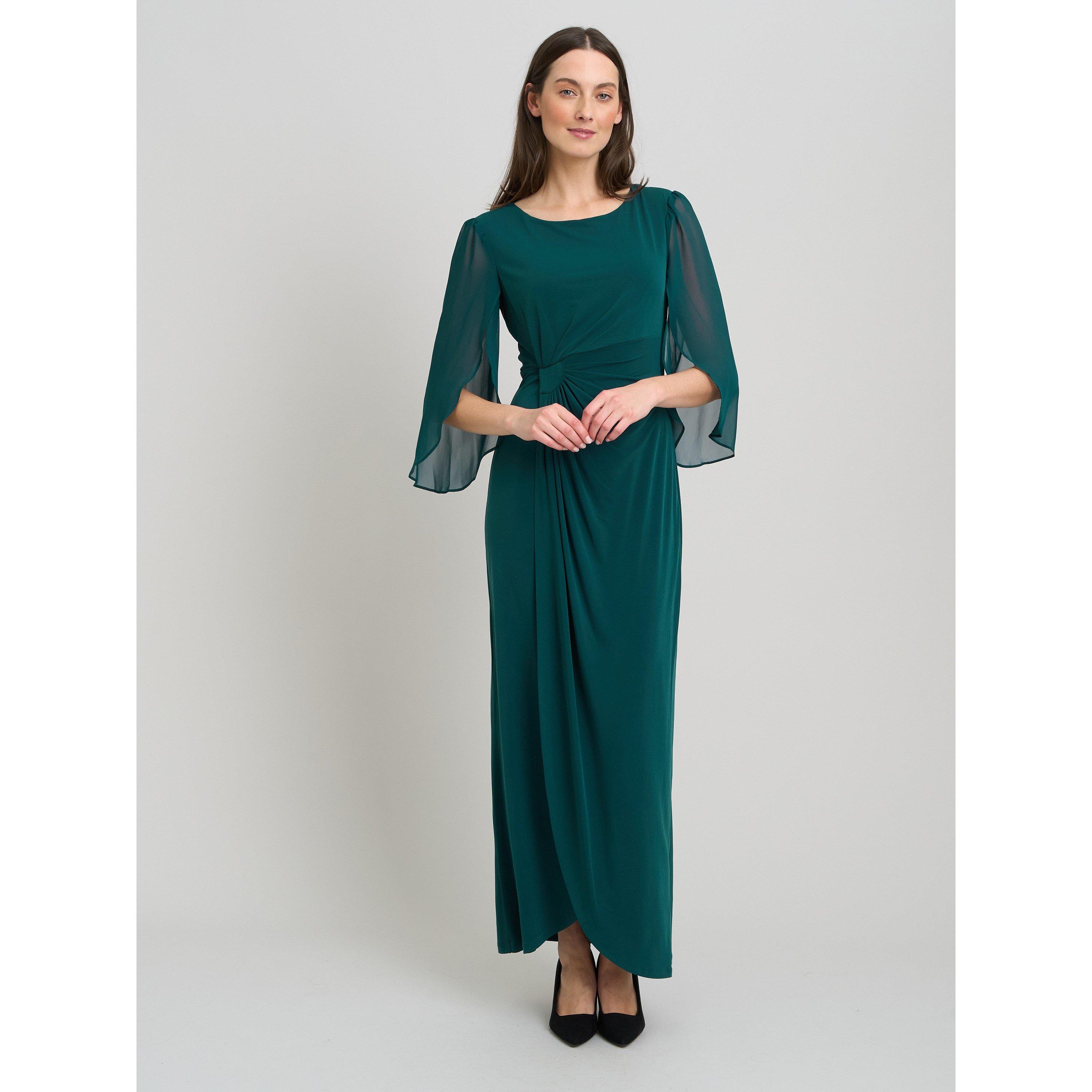 Dark Green - Gina Bacconi - Iulia Chiffon Sleeve Maxi Wrap Dress - 6