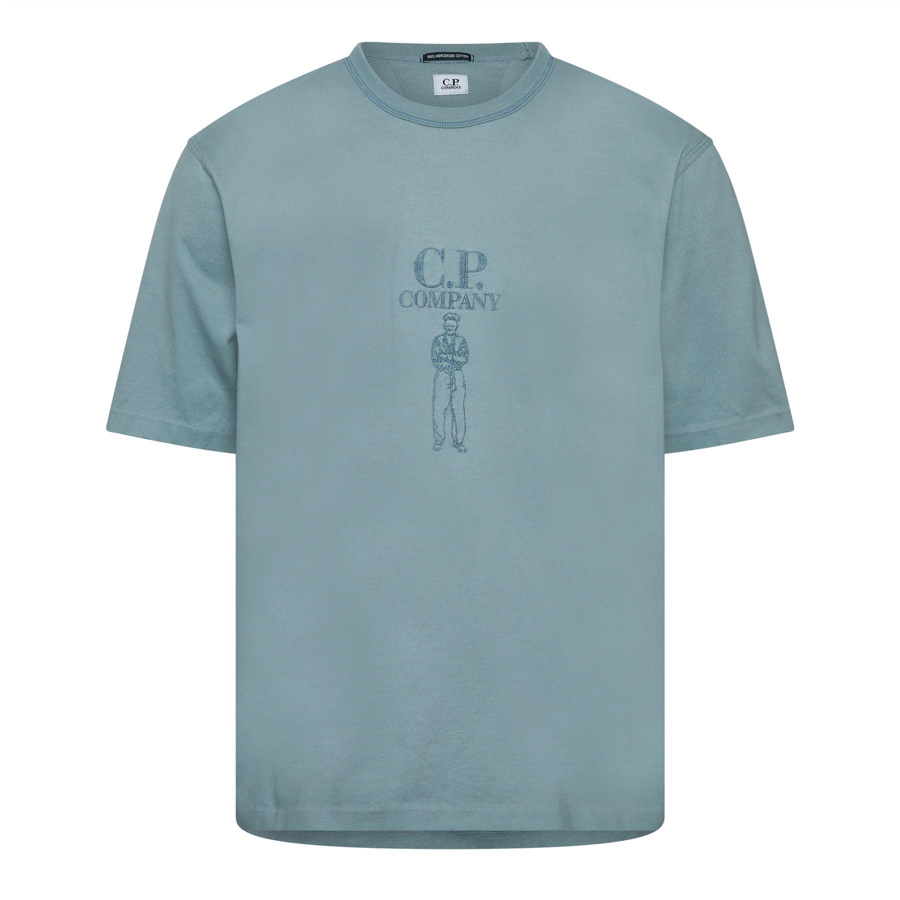 Blue - CP Company - 30/2 Jersey Twisted Logo T-Shirt - 1