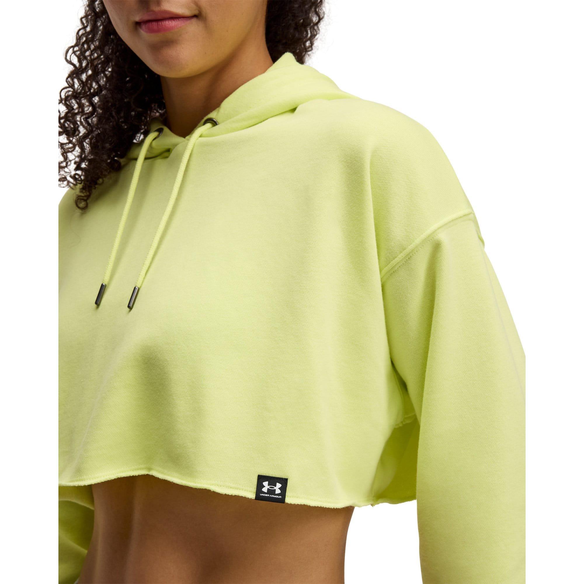 Yellow - Under Armour - Icon Terry Cropped Hoody - 3