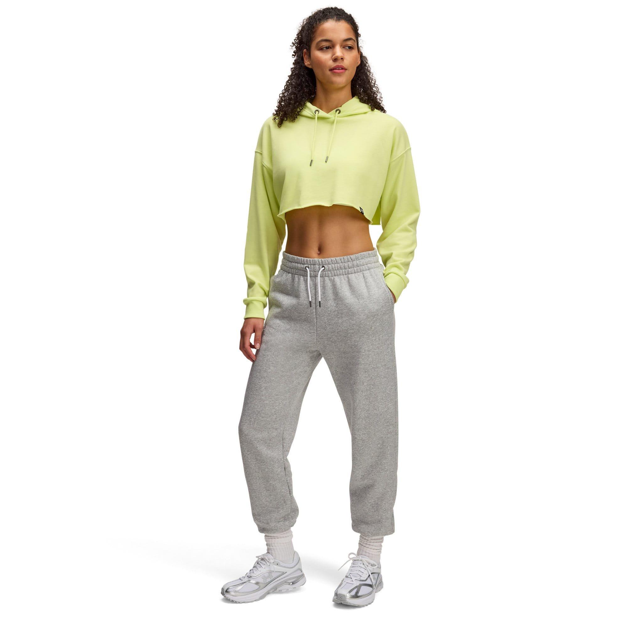 Yellow - Under Armour - Icon Terry Cropped Hoody - 4
