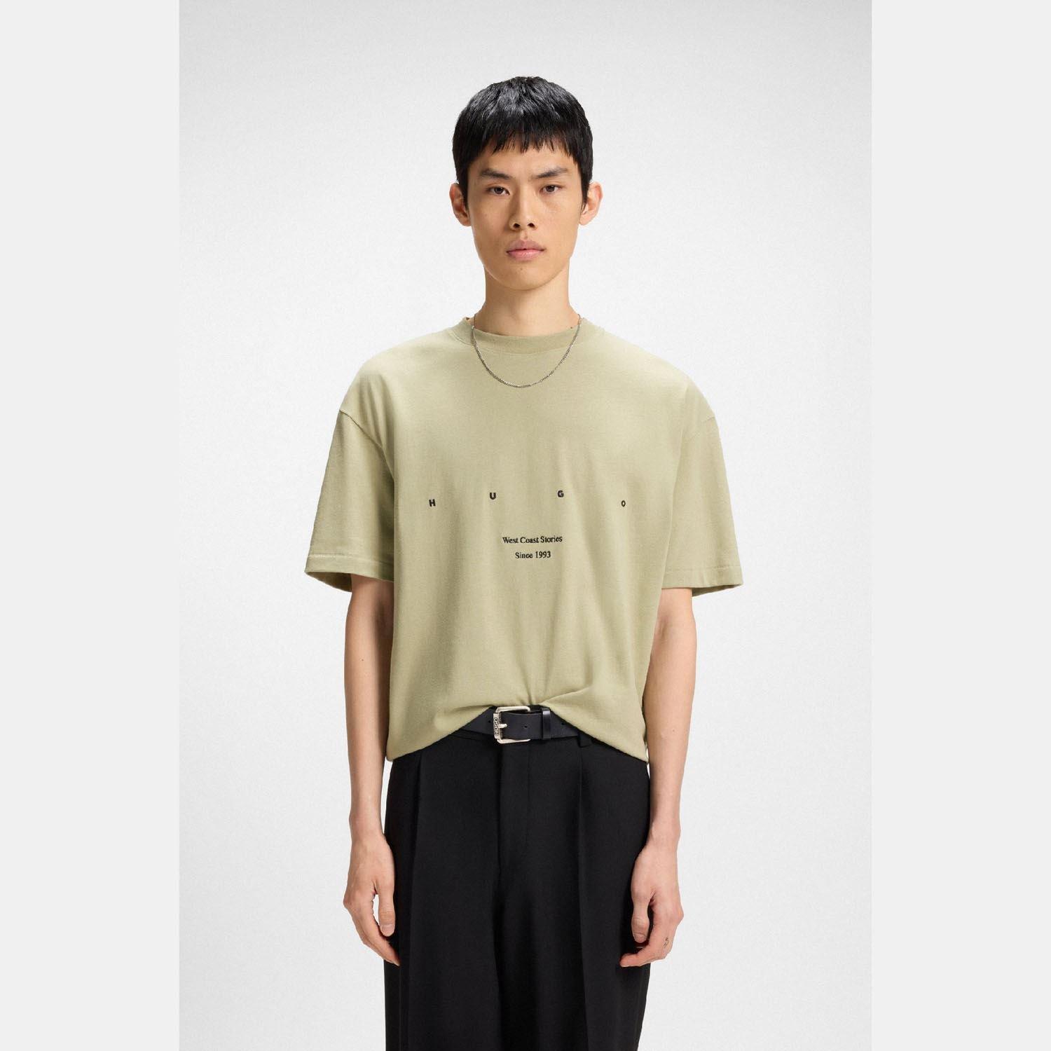 Green - Hugo - Duwrite Cotton Jersey T-Shirt with LA Artwork - 2