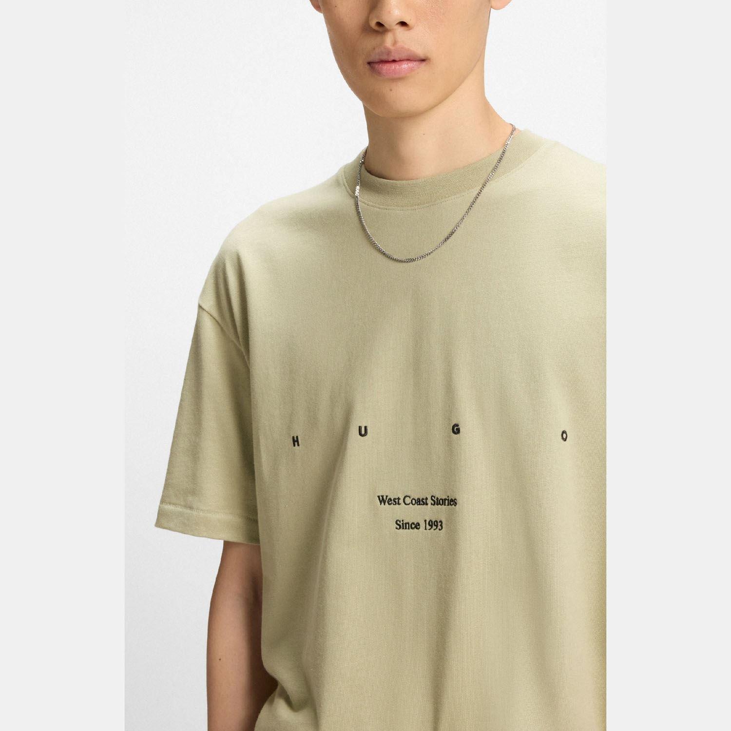 Green - Hugo - Duwrite Cotton Jersey T-Shirt with LA Artwork - 3